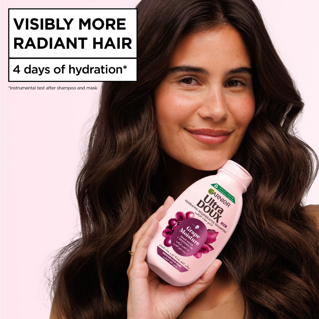Ultra Doux Grape Moisture - Hydrating Regenerative Shampoo for Dehydrated Hair. Hydrating Grape Water + Antioxidant Grapeseed Oil - Paraben-Free, Vegan, Cruelty-Free