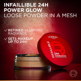 L’Oréal Paris Infaillible 24H Power Glow Loose Powder in Mesh, Pore Blurring, Radiant Glow, and Hydrating Formula