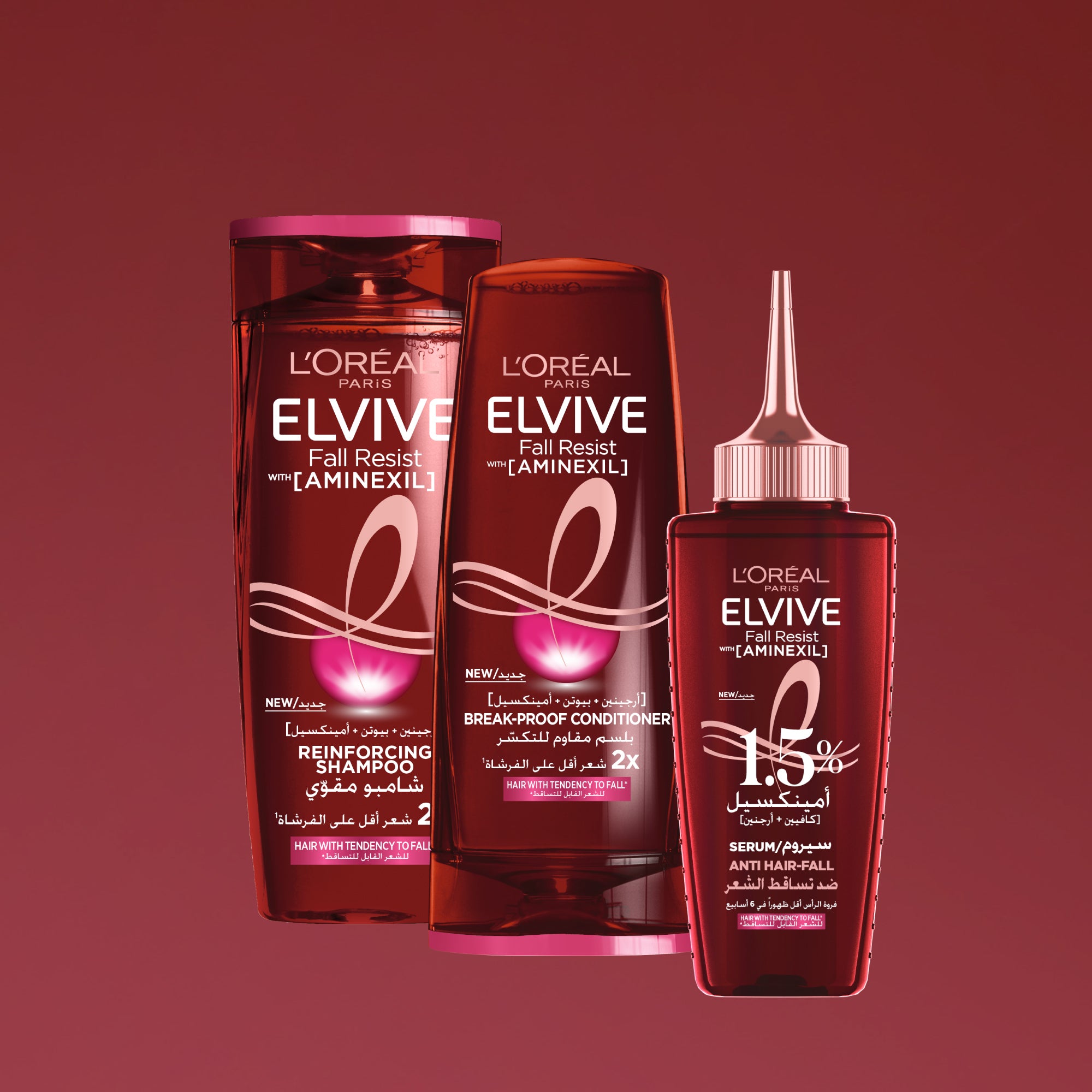 Elvive Fall Resist Anti Hair-Fall Shampoo &  Serum & Conditioner Trio