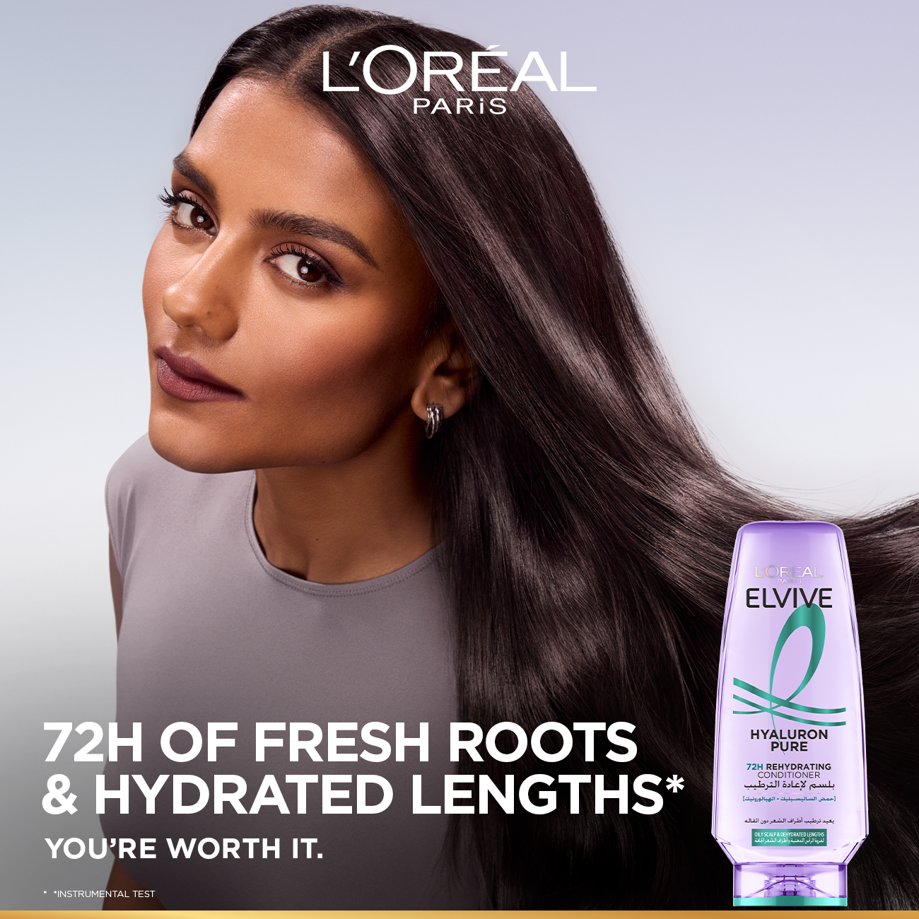 L’Oréal Paris Elvive Hyaluron Pure 72h Rehydrating Conditioner for Oily Scalp & Dehydrated Lengths