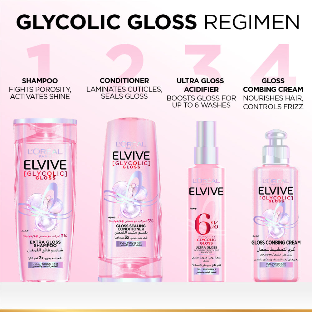 L’Oréal Paris Elvive Glycolic Gloss, Glossing Acidifier treatment, 6% [Gloss Complex] with Glycolic Acid,