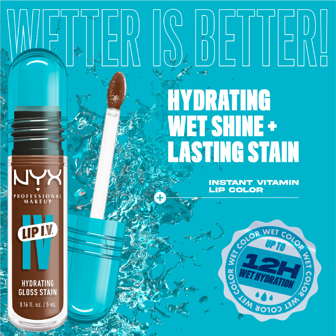 Lip IV Hydrating Gloss Stain, Lip Gloss, Up to 12HR Hydration, High Pigment, Wet Shine Finish