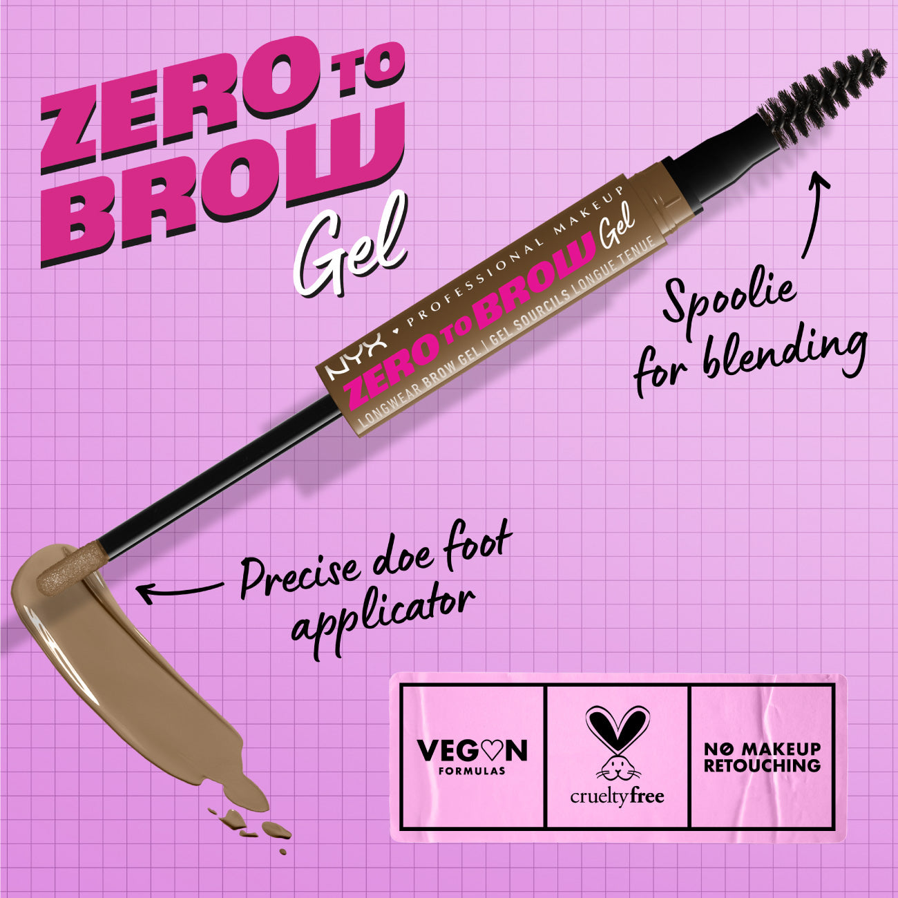 Zero to Brow Longwear Brow Gel, Transfer-resistant, fade-resistant, and smudge-resistant (Vegan)