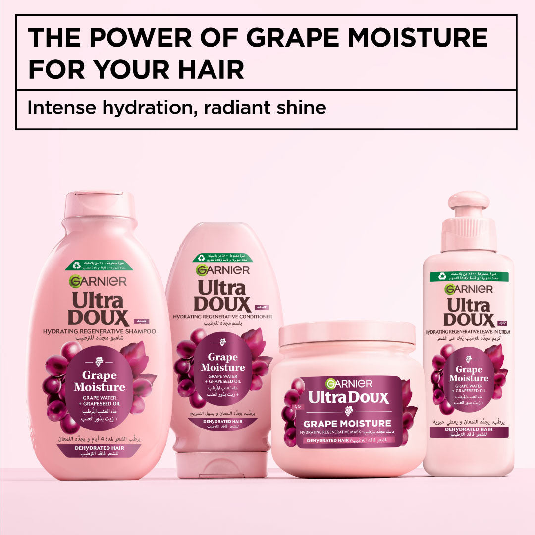 Ultra Doux Grape Moisture - Hydrating Regenerative Shampoo for Dehydrated Hair. Hydrating Grape Water + Antioxidant Grapeseed Oil - Paraben-Free, Vegan, Cruelty-Free