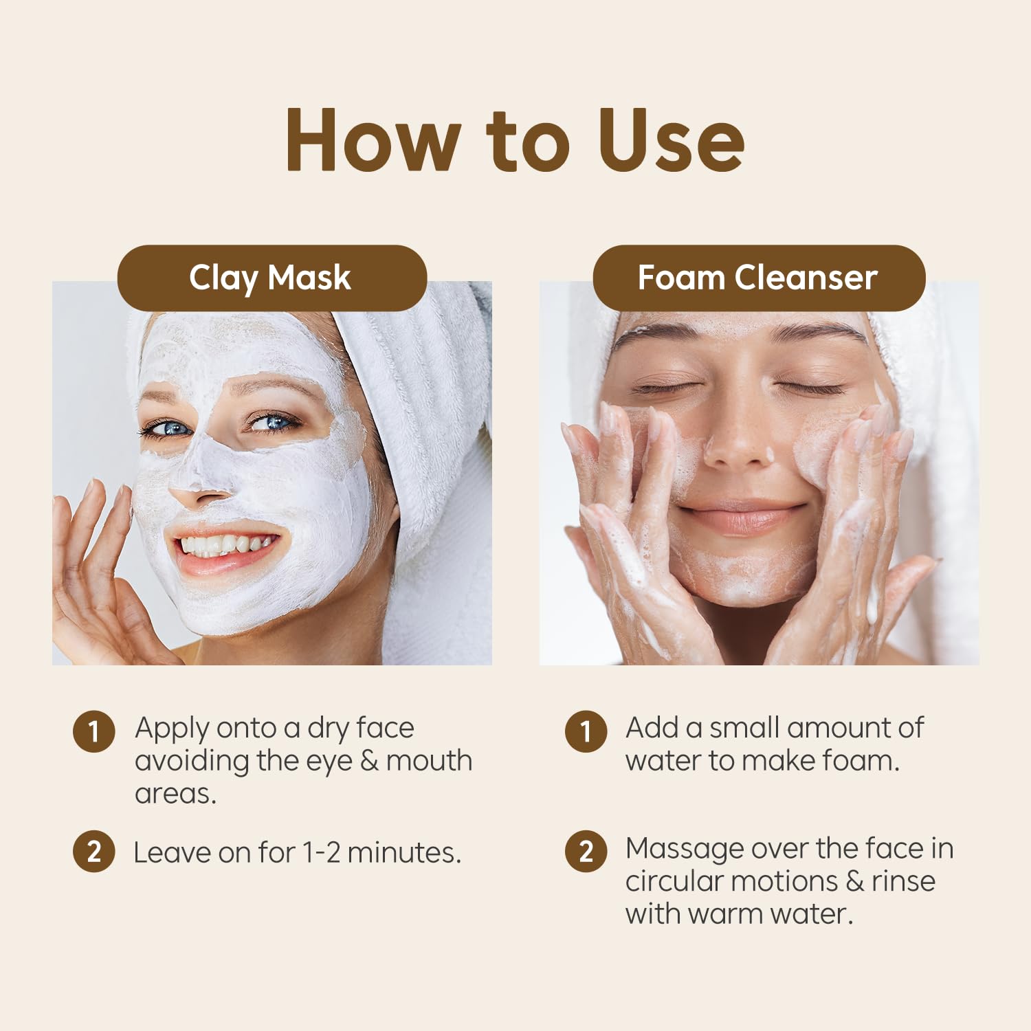 Rice Pure Clay Mask to Foam Cleanser