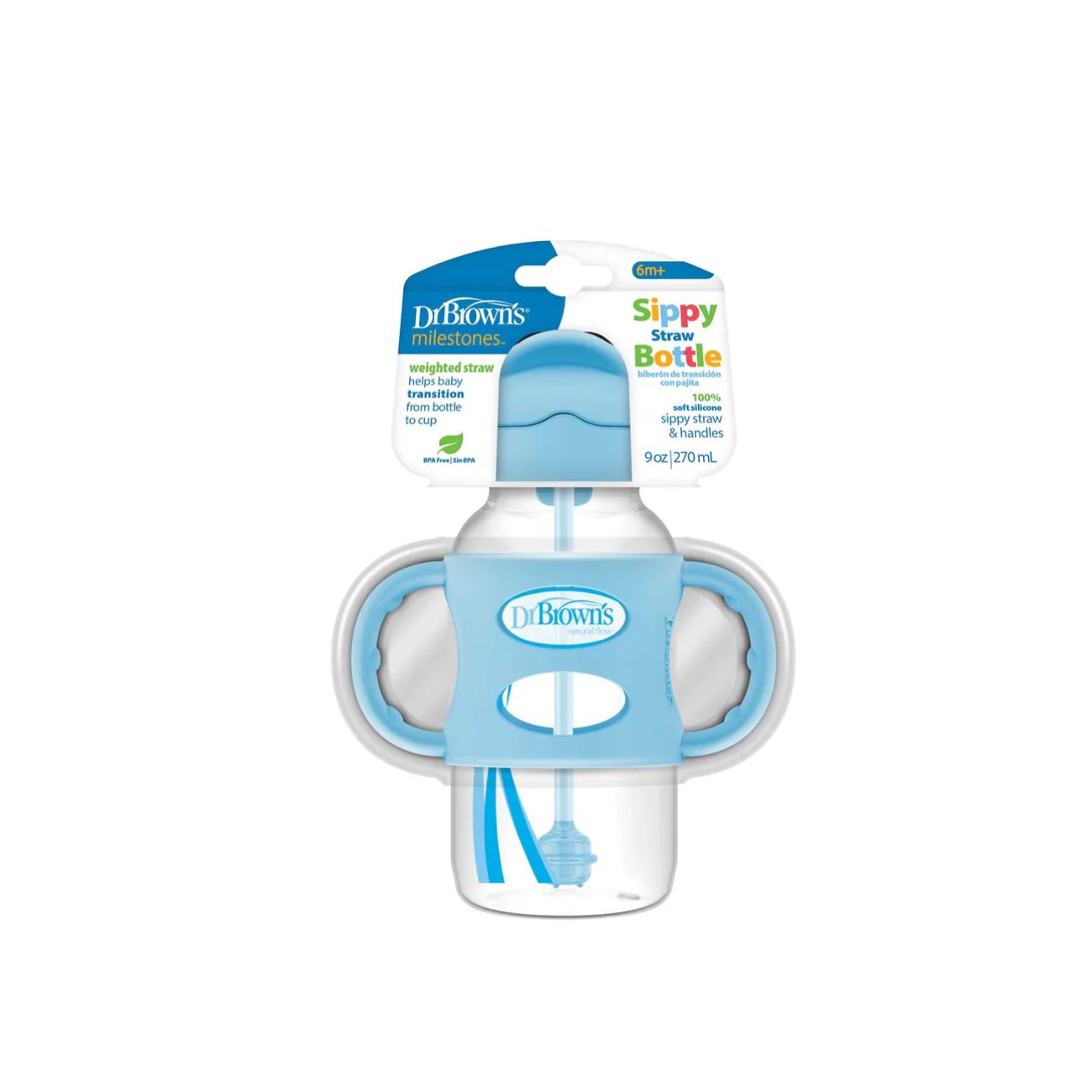 Straw Sippy Bottle + Handles 6M+