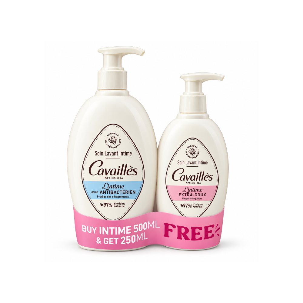 Rogé Cavaillès Intimate Cleanser Antibacterial 500ml + Free Extra-Gentle Intimate Cleanser 250ml