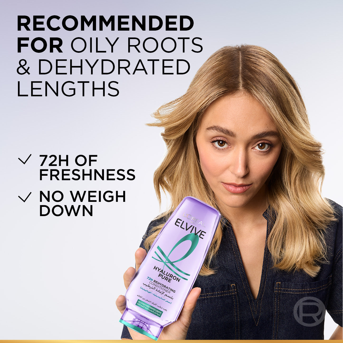 L’Oréal Paris Elvive Hyaluron Pure 72h Rehydrating Conditioner for Oily Scalp & Dehydrated Lengths