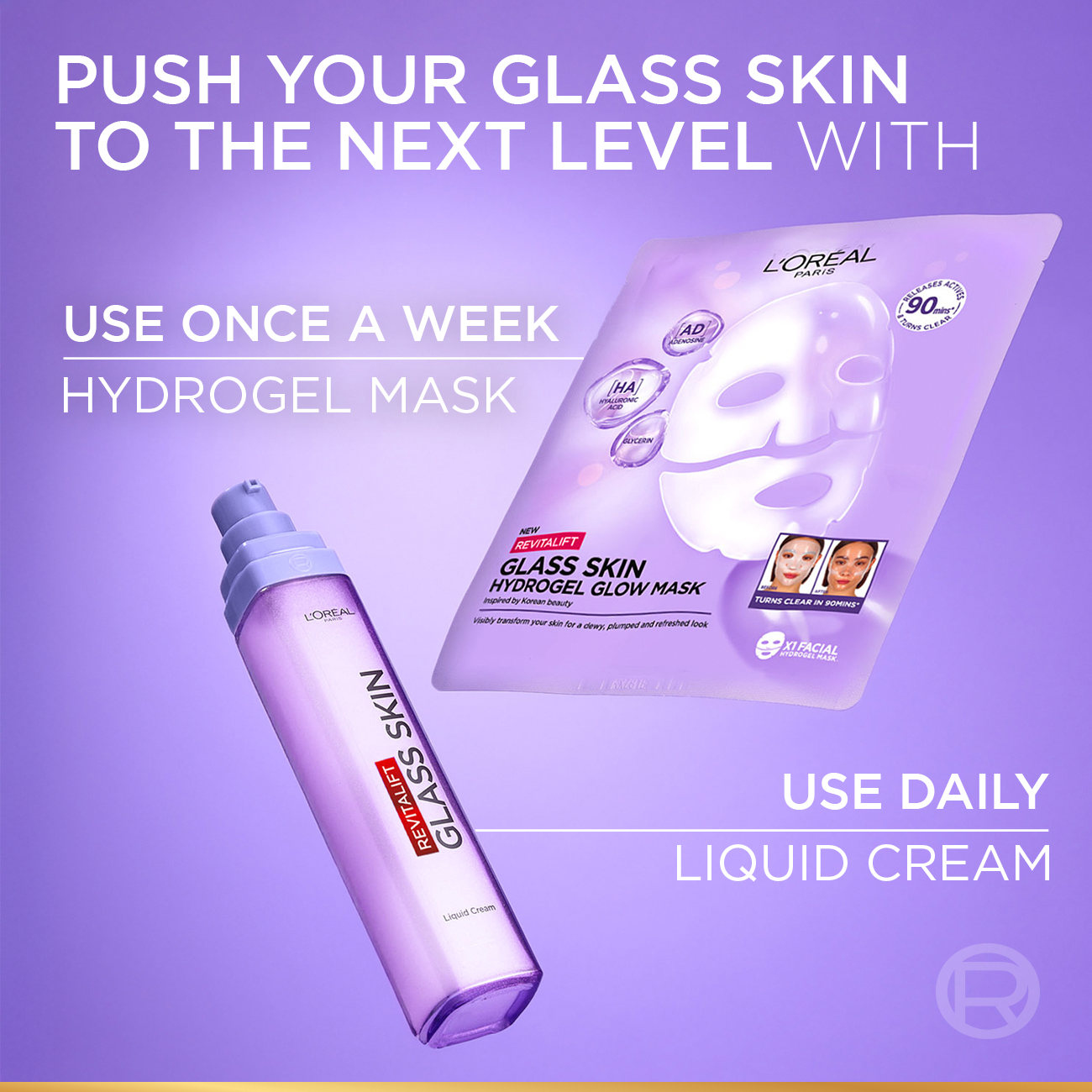 Revitalift Glass Skin Hydrogel Glow Mask, Transform Your Skin For A Dewy, Plumped, Glass Skin In Only 90 Minutes, 1pc.