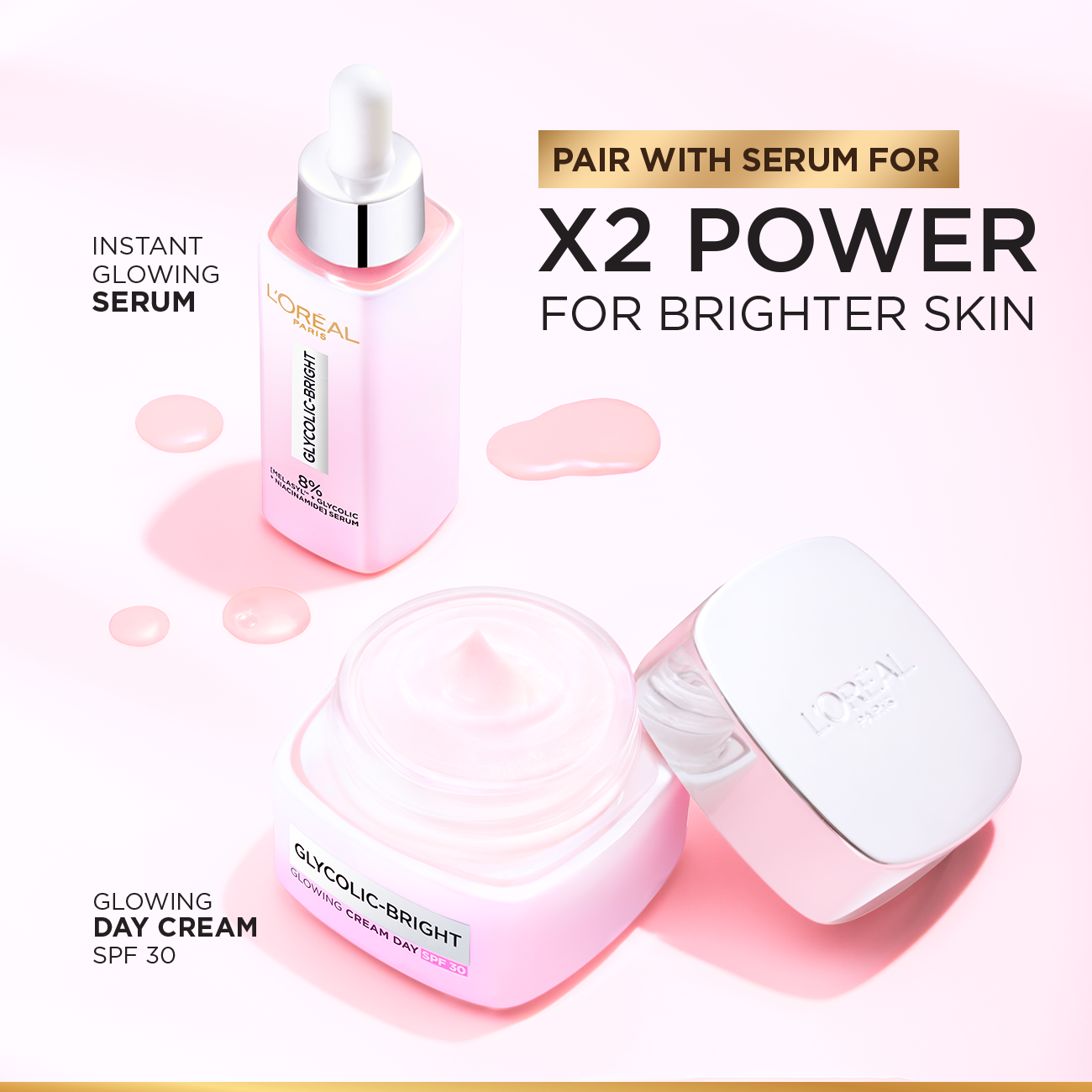 L’Oréal Paris, Glycolic-Bright Glowing Day Cream, for Dark Spots Reduction, Glow Boosting and Skin Tone Evenness, SPF 30, 50ml