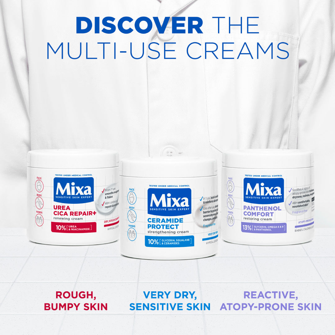 Mixa Panthenol Comfort Cream Jar - Anti-Scratching Cream - For Dry Skin, Atopy Prone Skin and Eczema - For Face, Hands & Body
