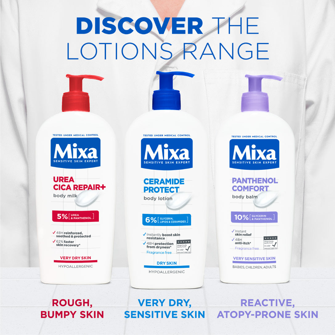 Mixa Panthenol Comfort Body Lotion - Anti-Scratching Cream - For Dry Skin, Atopy Prone Skin and Eczema