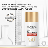L’Oréal Paris, UV Defender Invisible Resist, SPF50+ Daily Sunscreen, with Long UVA Protection, For All Skin Types, 50ml