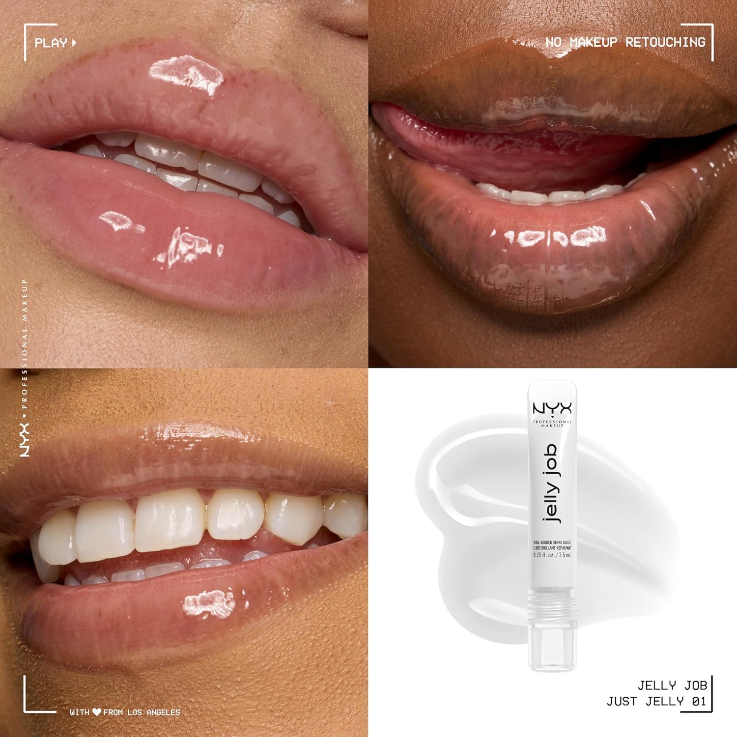 Jelly Job Lip Gloss, Lip Tint Gloss with Full-Bodied, Smoothing, and Hyper-Glossy Shine