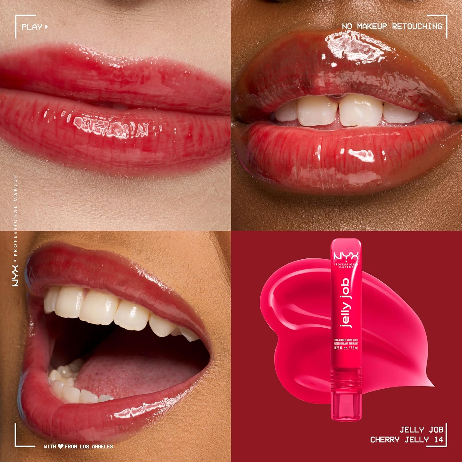 Jelly Job Lip Gloss, Lip Tint Gloss with Full-Bodied, Smoothing, and Hyper-Glossy Shine