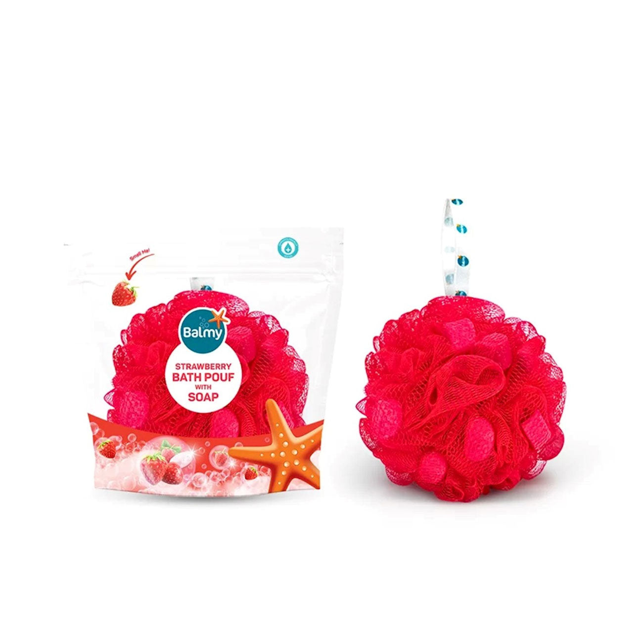Bath Pouf with Soap Pieces Strawberry