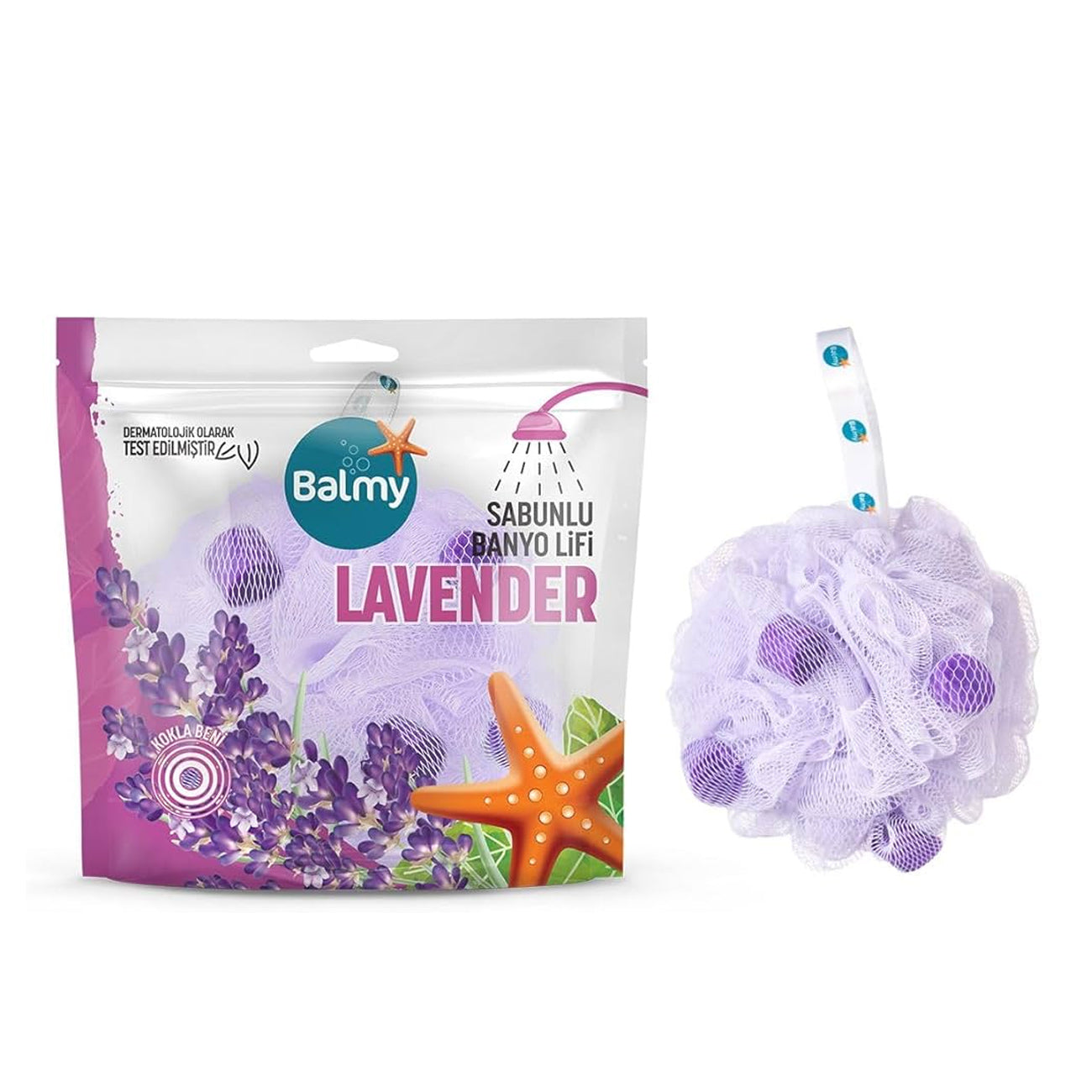 Bath Pouf with Soap Pieces-Lavender