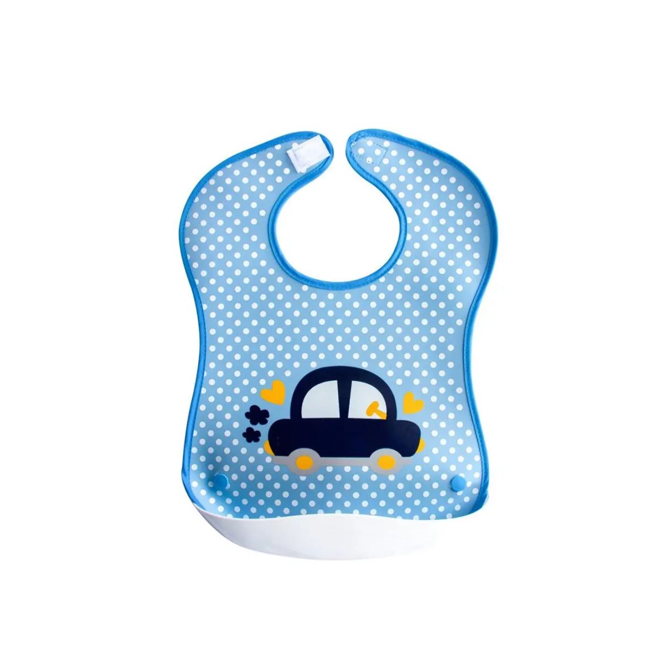 Blue Car Bib With Plastic Pocket
