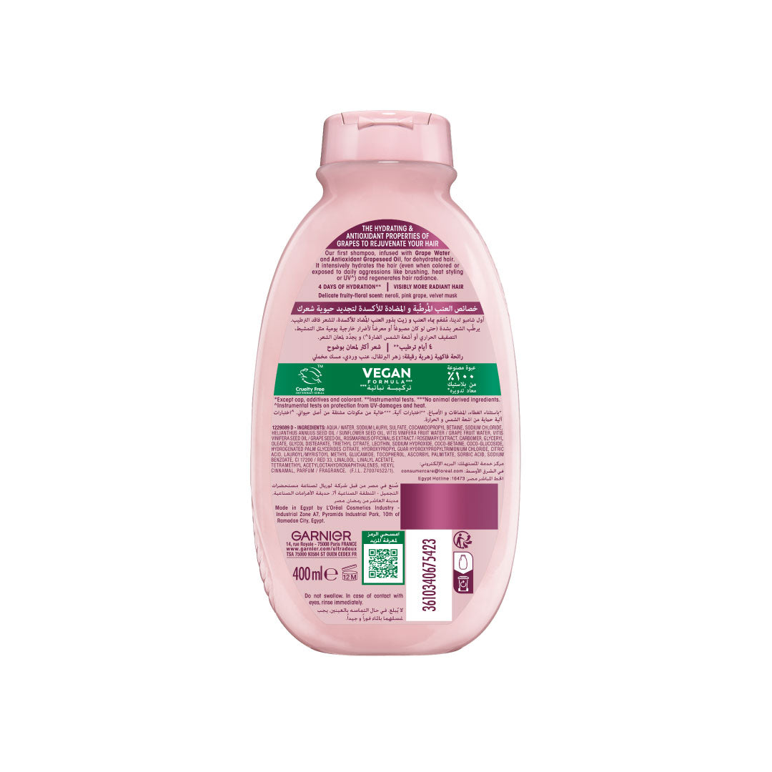Ultra Doux Grape Moisture - Hydrating Regenerative Shampoo for Dehydrated Hair. Hydrating Grape Water + Antioxidant Grapeseed Oil - Paraben-Free, Vegan, Cruelty-Free
