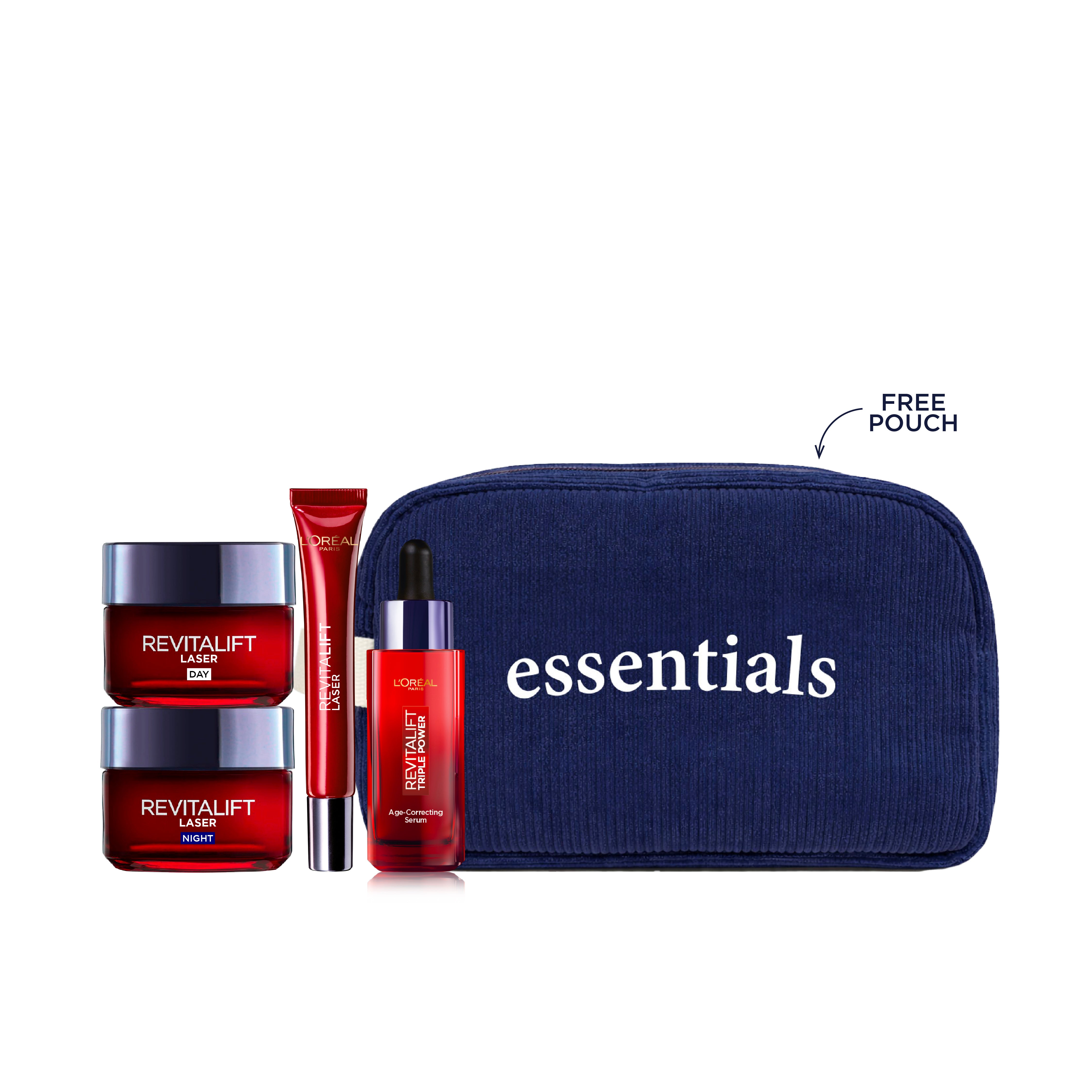 Revitalift Laser Retinol Deep Wrinkle Night Serum & Revitalift Hydrating and Moisturizing Day Cream &  Revitalift Hydrating and Moisturizing Night Cream & Revitalift Laser, Triple Action Anti-Aging Eye Cream