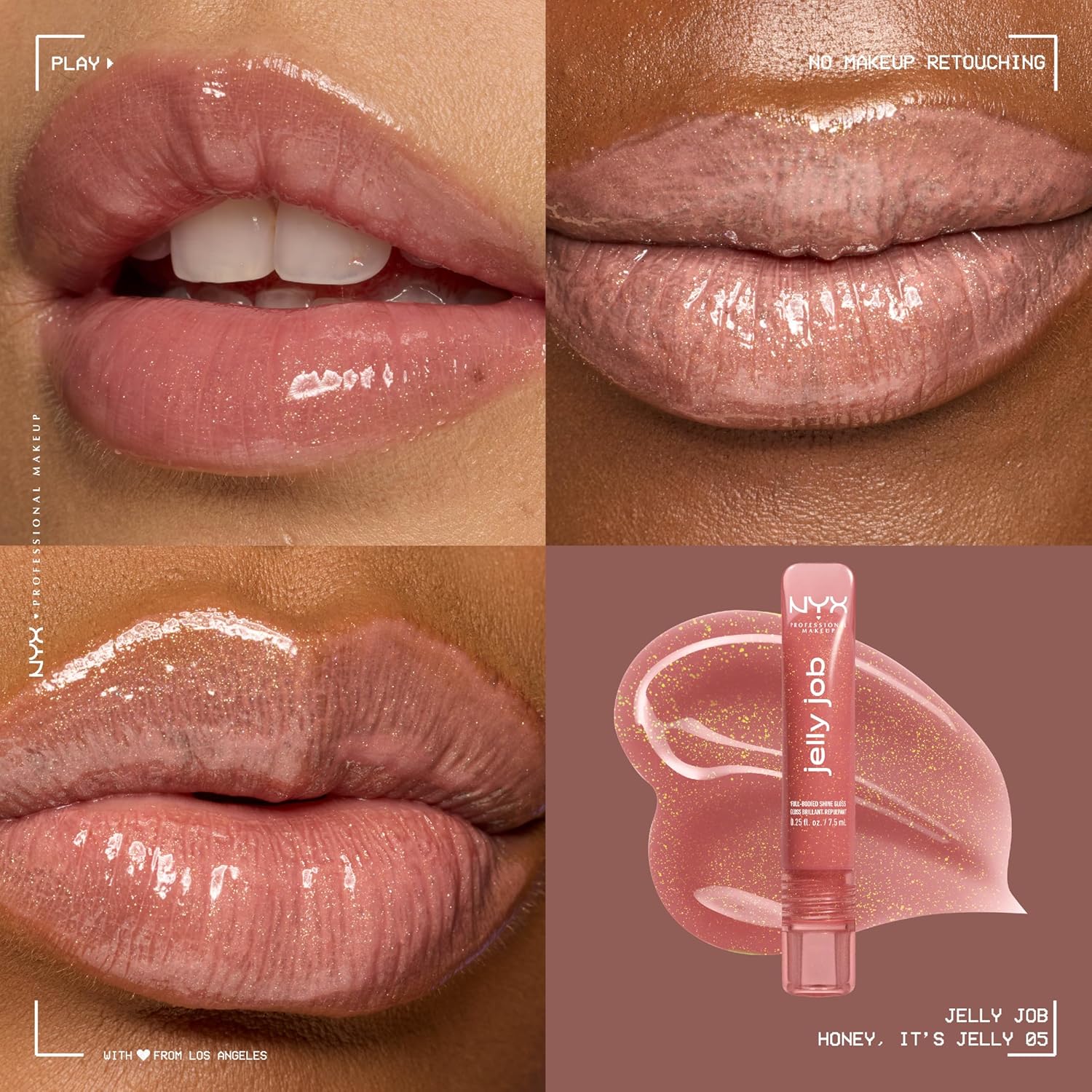 Jelly Job Lip Gloss, Lip Tint Gloss with Full-Bodied, Smoothing, and Hyper-Glossy Shine