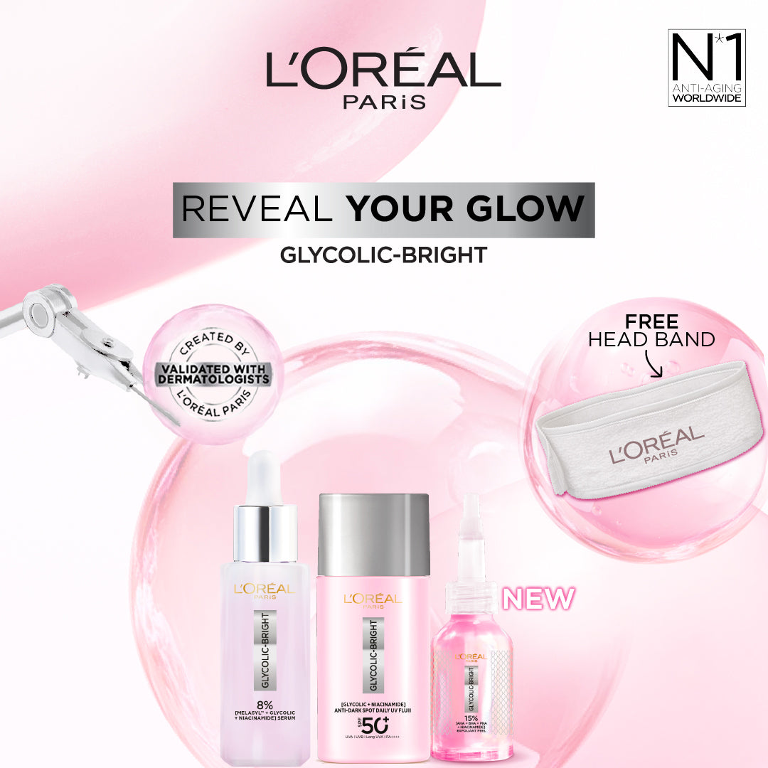 Glycolic Bright Face Serum & Glycolic-Bright Anti-Dark Spot Exfoliant Peel & lycolic Bright Anti-Dark Spot Daily UV Fluid Trio