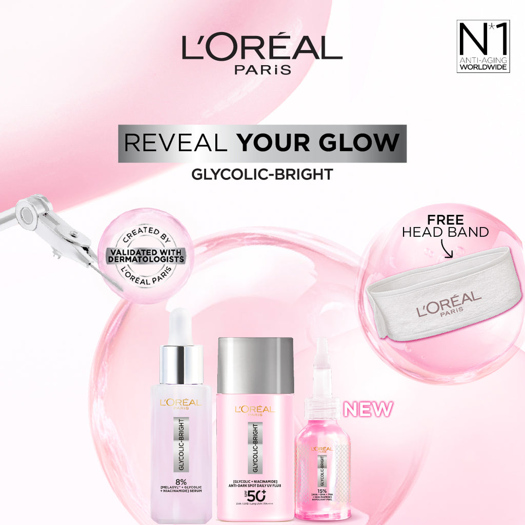 Glycolic Bright Face Serum & Glycolic-Bright Anti-Dark Spot Exfoliant Peel & lycolic Bright Anti-Dark Spot Daily UV Fluid Trio