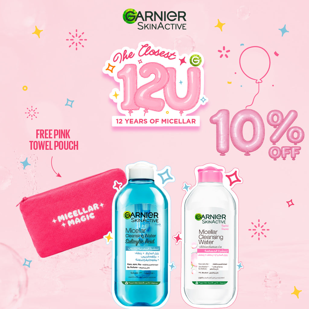 Micellar Water Pink for Sensitive Skin & Fast Clear Micellar Water with Salicylic Acid for Acne Prone Skin Duo