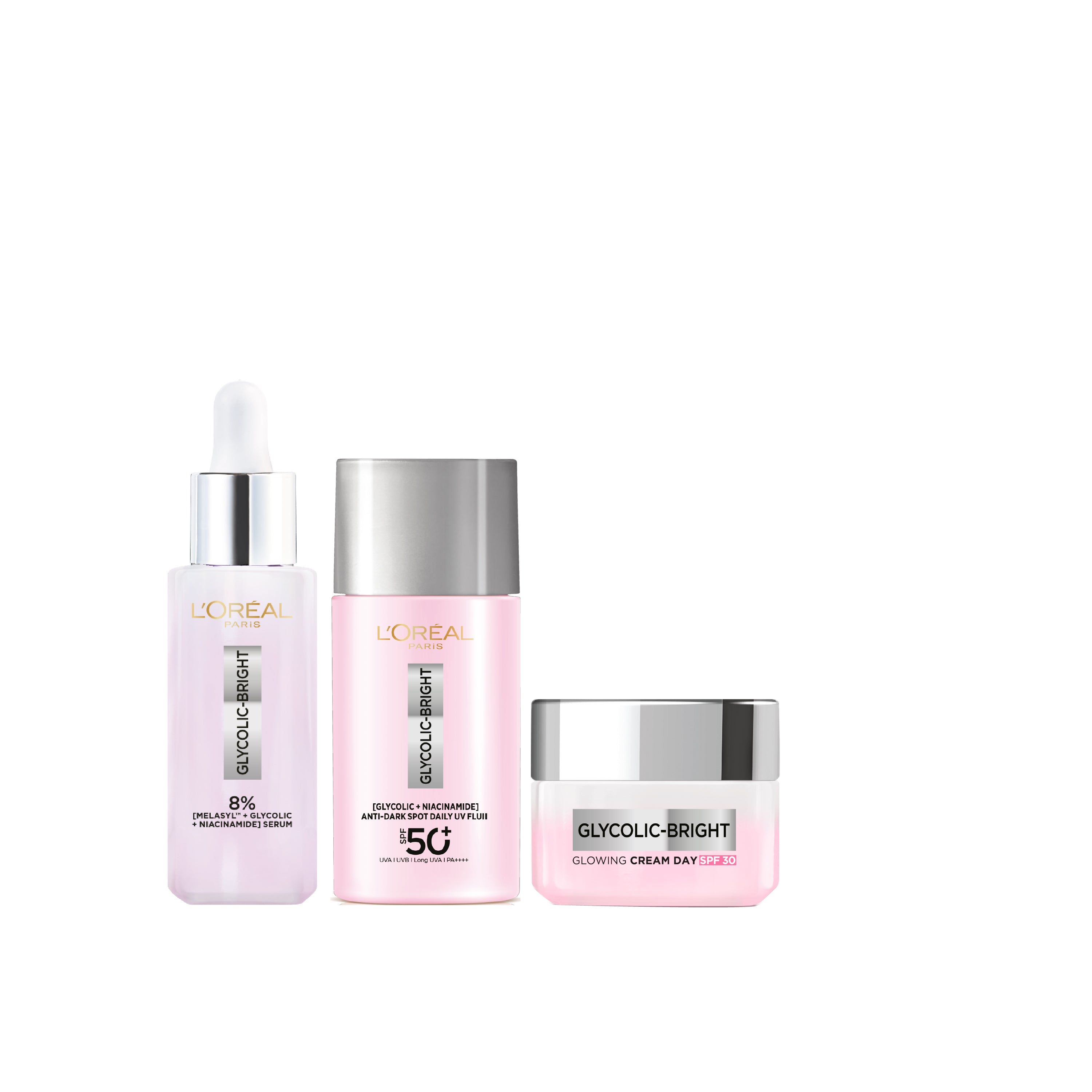 Glycolic-Bright Glowing Day Cream & Glycolic Bright Face Serum & Glycolic Bright Anti-Dark Spot Daily UV Fluid Trio