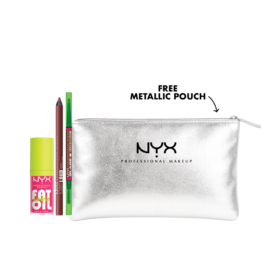 Fat Oil Lip Drip & Line Loud Lip Liner Pencil & Blade & Shade, Dual Edged Brow Pencil Trio