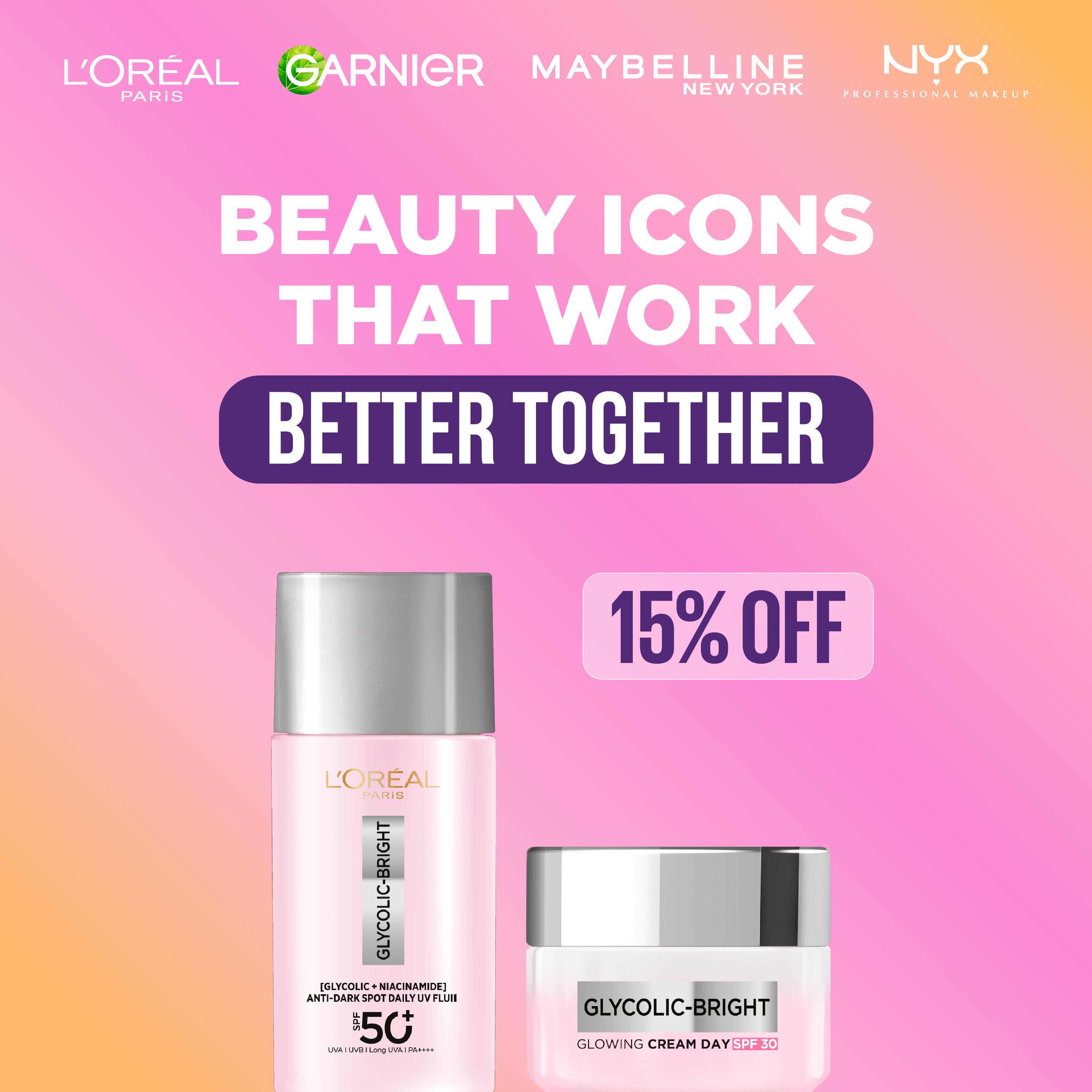 Glycolic-Bright Glowing Day Cream & Glycolic Bright Anti-Dark Spot Daily UV Fluid Duo