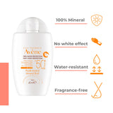 Avène mineral fluid SPF50+ Sunscreen 40ml | Ultra Light 100% Mineral Filter for Intolerant Skin - Matte Finish