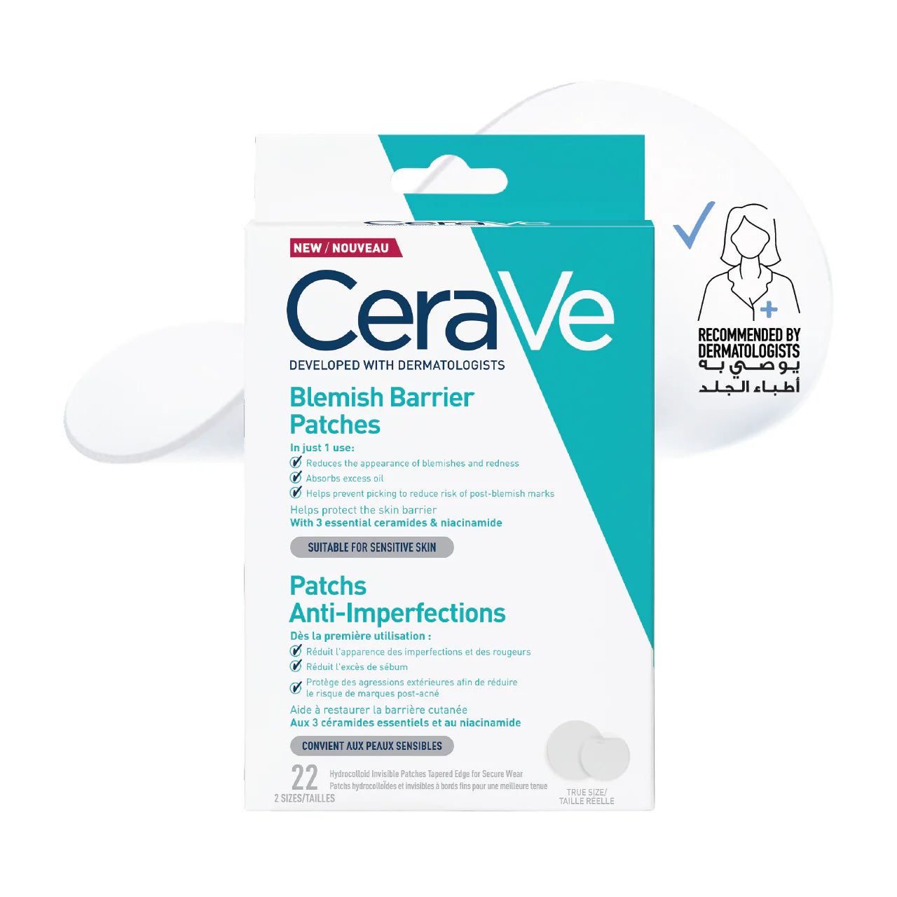 Blemish Barrier Patches With 3 Essential Ceramides and Niacinamide, 22pcs