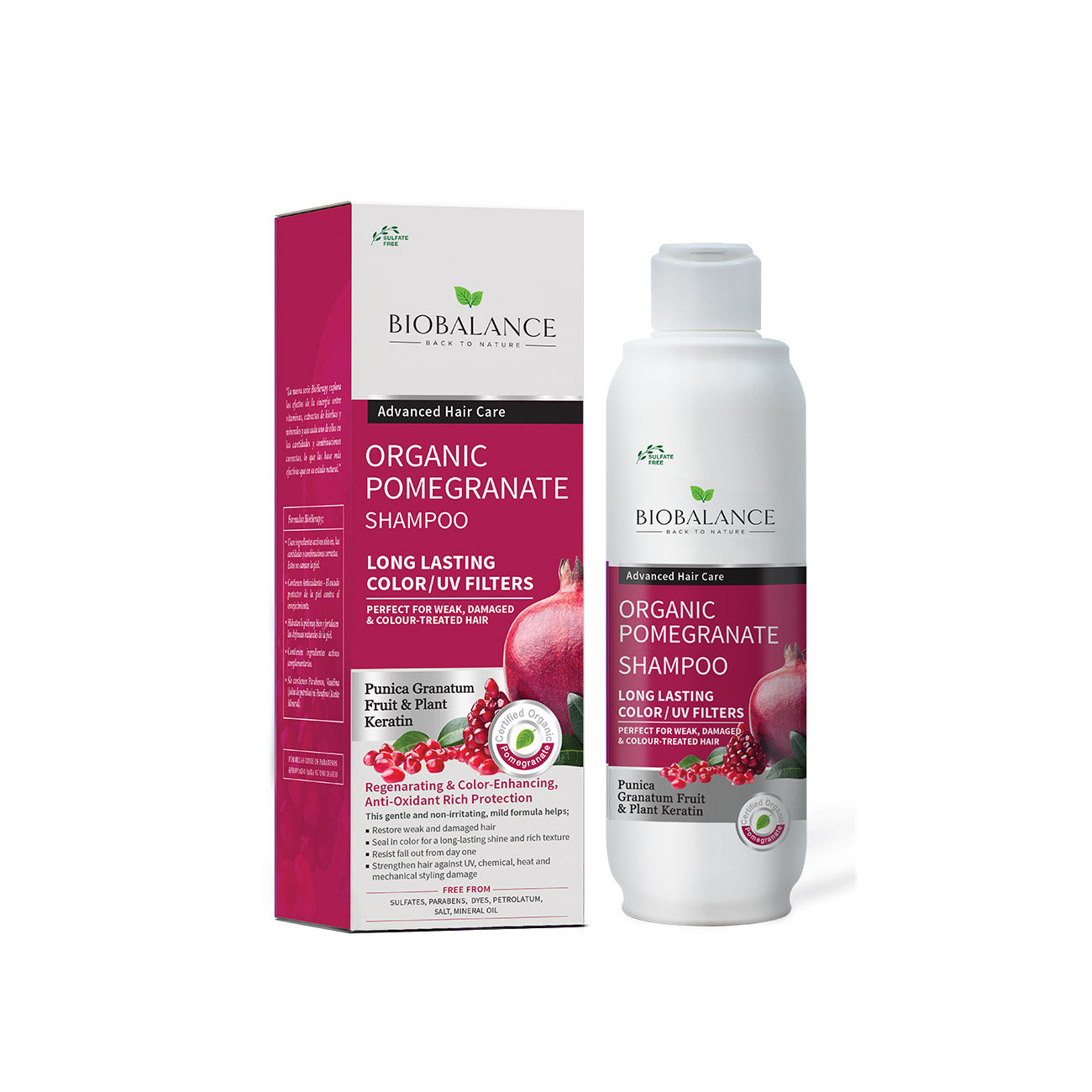 Organic Pomegranate Shampoo Perfect For Weak, Damaged & Colour-Treated Hair