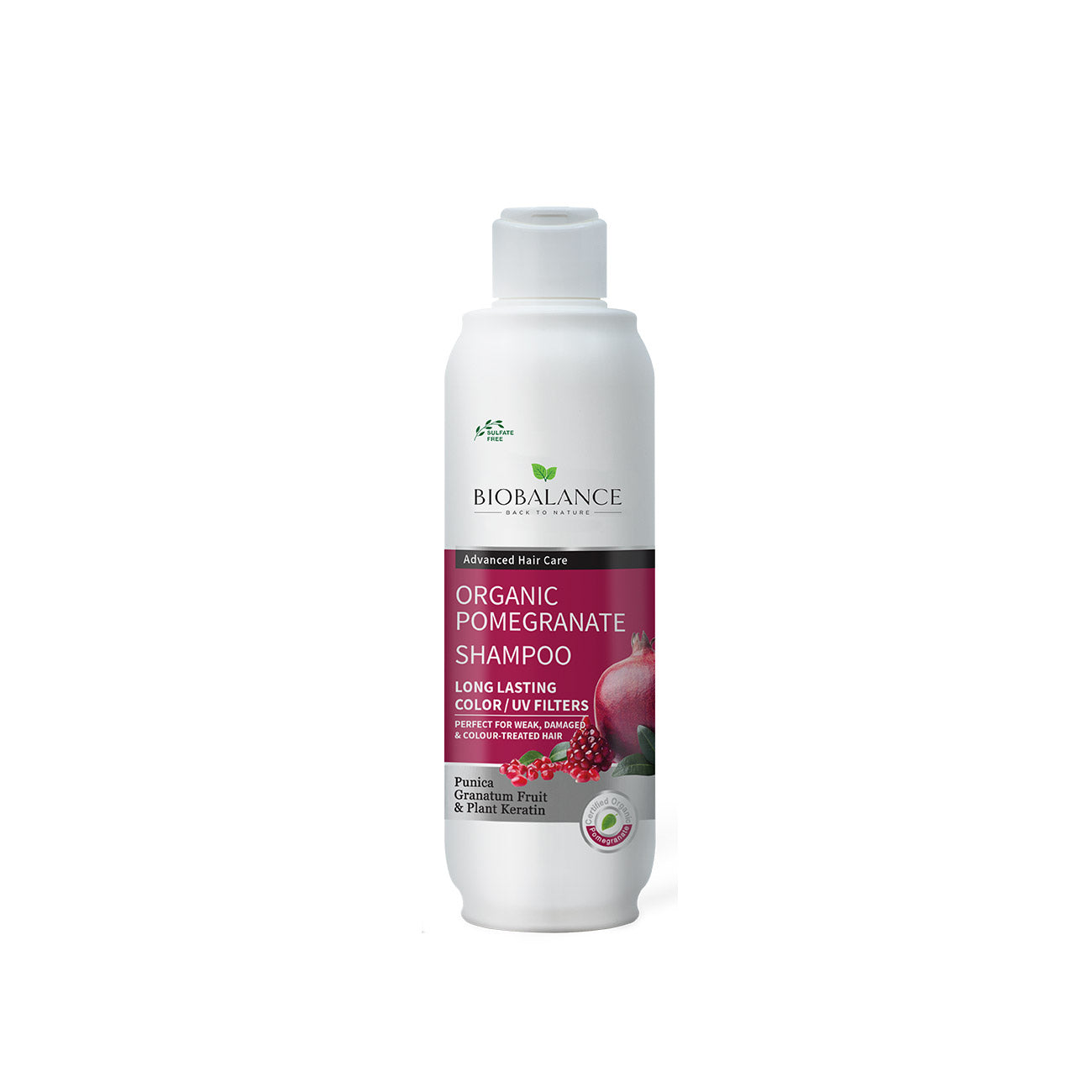 Organic Pomegranate Shampoo Perfect For Weak, Damaged & Colour-Treated Hair