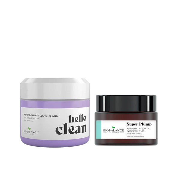 Hello Clean Deep Hydrating Cleansing Balm With Hyaluronic Acid 3D & Super Plump Intensive Moisturizing Cream