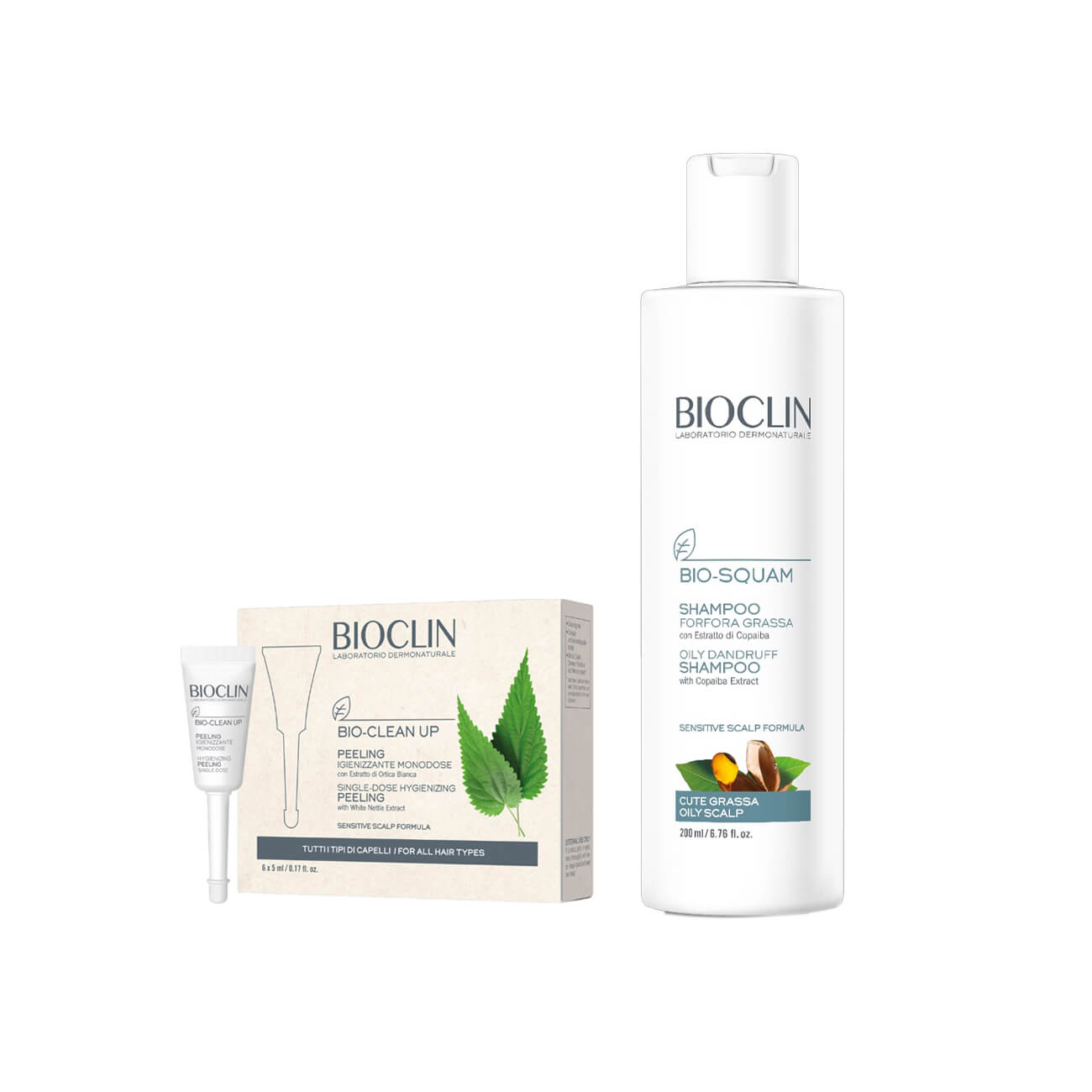 BioClean Up Single Dose Hygienizing Peeling & BioSquam Oily Dandruff