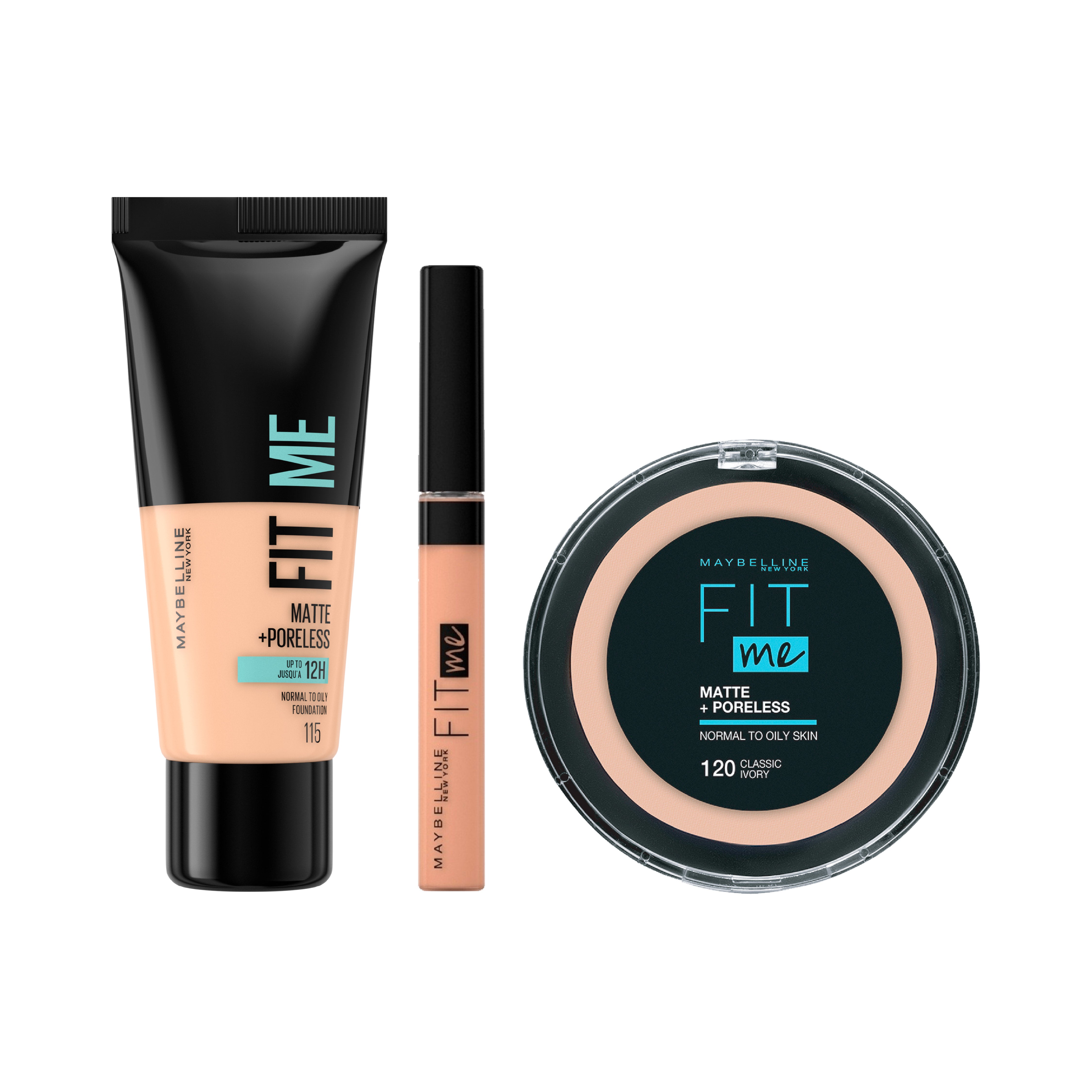 Fit Me: Perfect Matte Powder & Flawless Fit Me Concealer &  Fit Me Matte Liquid Foundation Trio