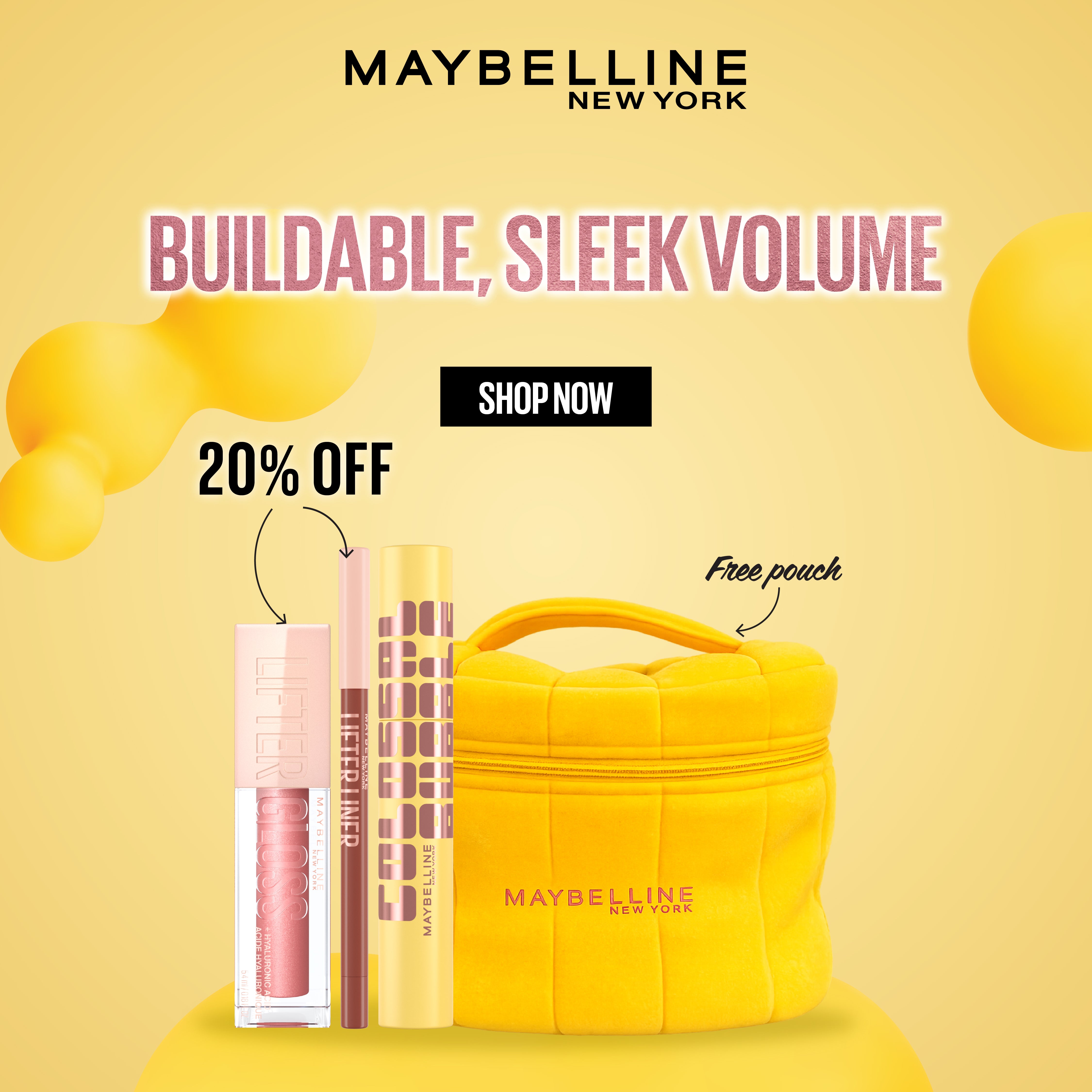 Colossal Bubble Washable Mascara &  Lifter Liner Lip Liner & Lifter Gloss Lip Gloss Trio