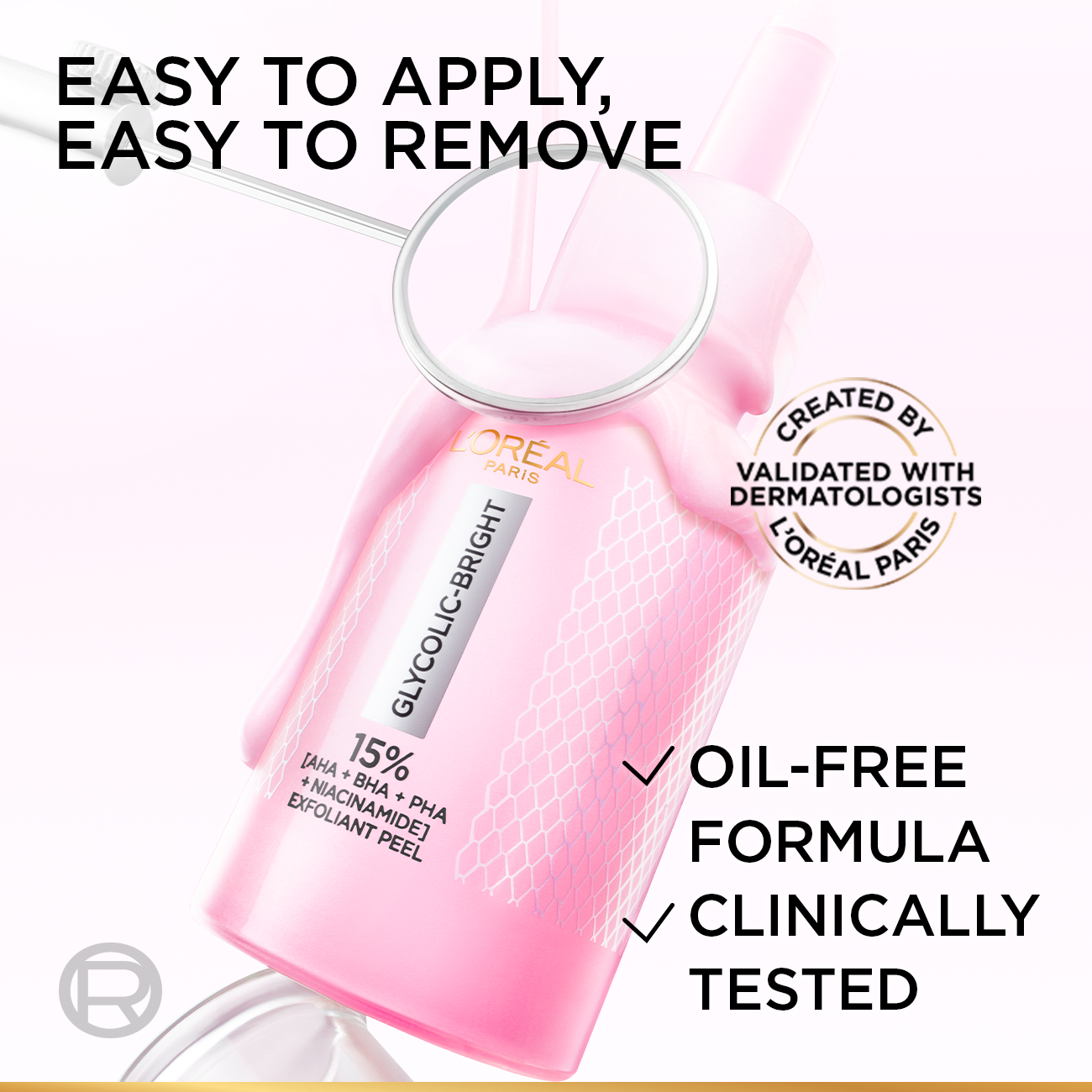 L’Oréal Paris Glycolic-Bright Anti-Dark Spot Exfoliant Peel 15% AHA + BHA + PHA + Niacinamide 25ml.