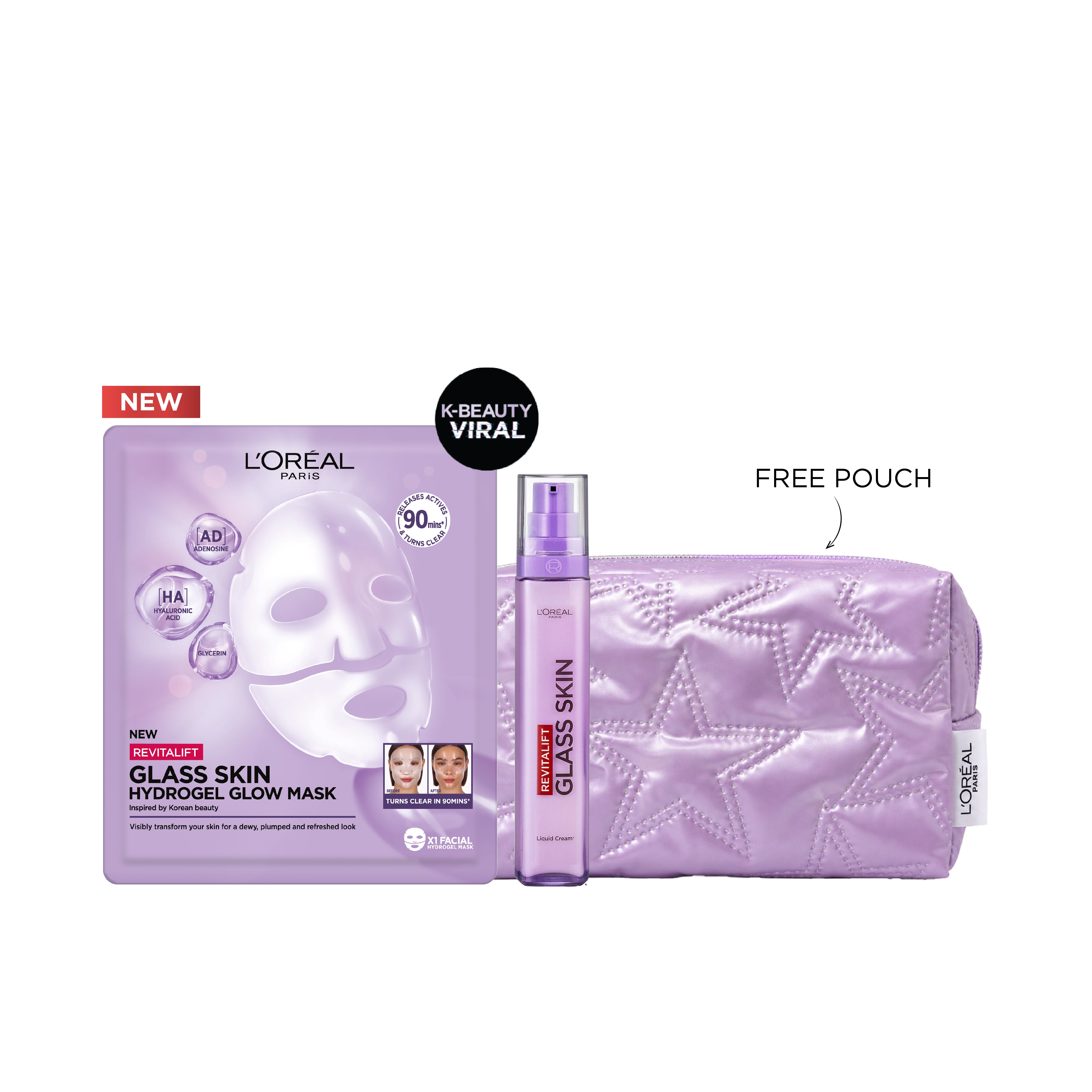 Revitalift Glass Skin Hydrogel Glow Mask & Revitalift Filler Glass Skin Moisturising Fluid