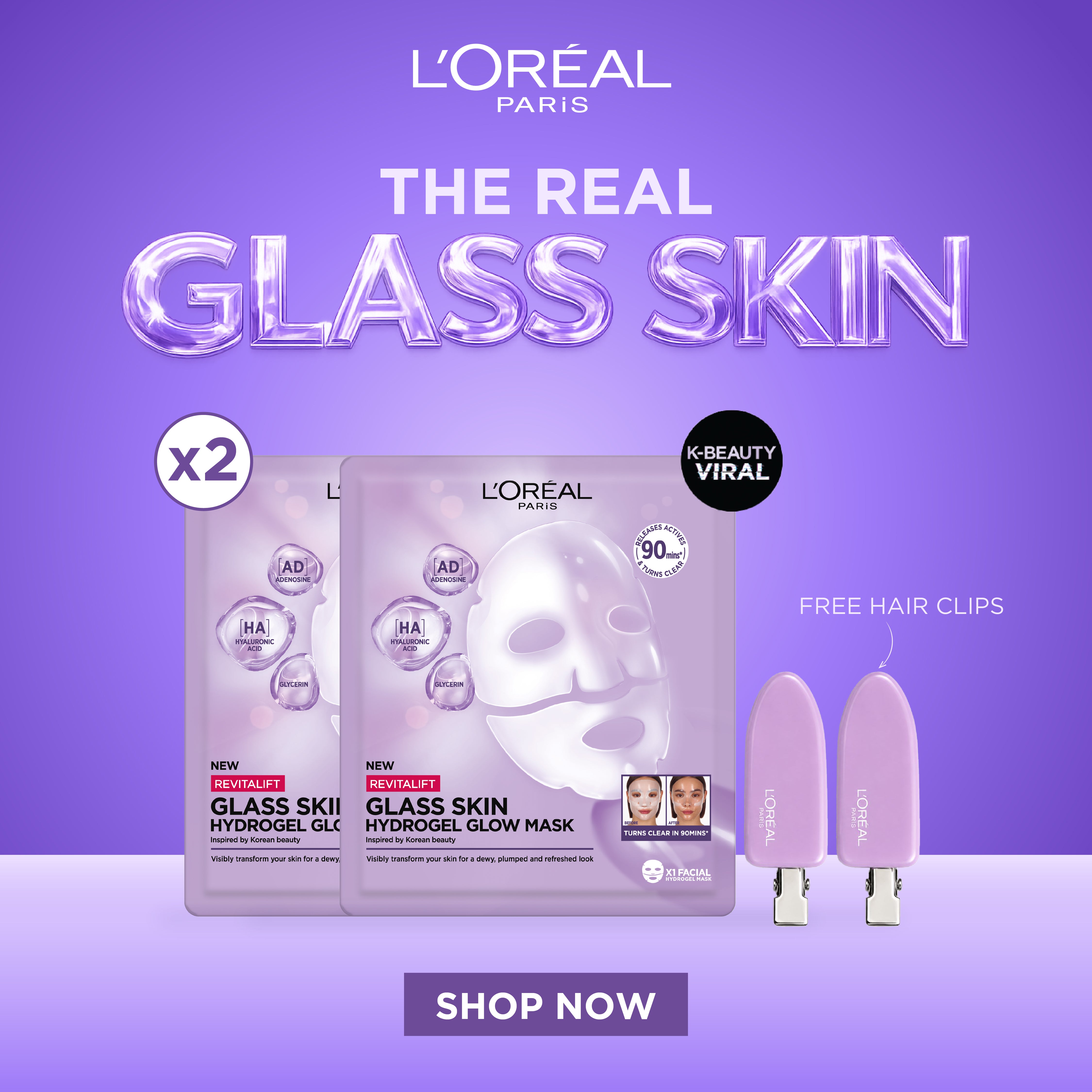 Revitalift Glass Skin Hydrogel Glow Mask Duo