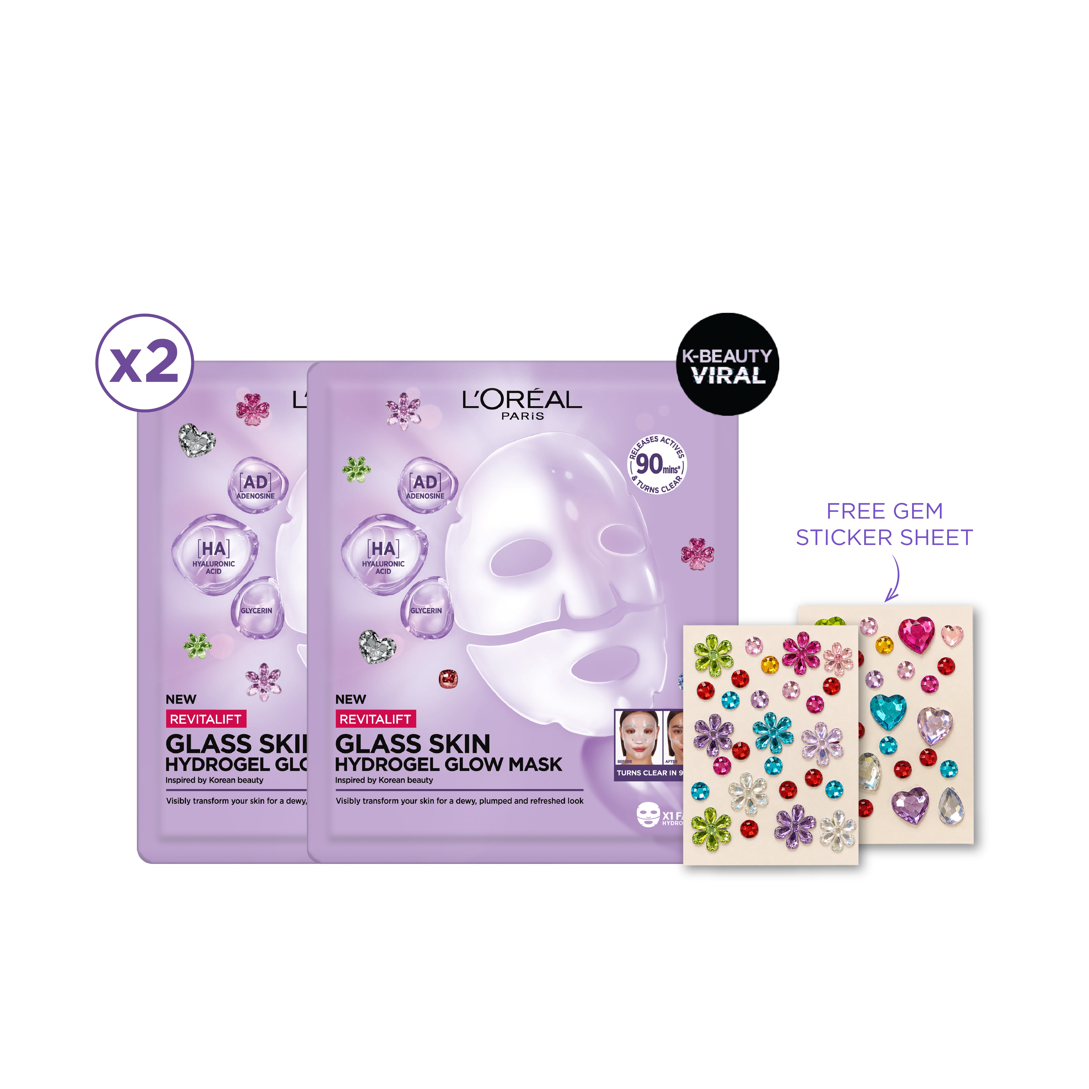 Revitalift Glass Skin Hydrogel Glow Mask Duo