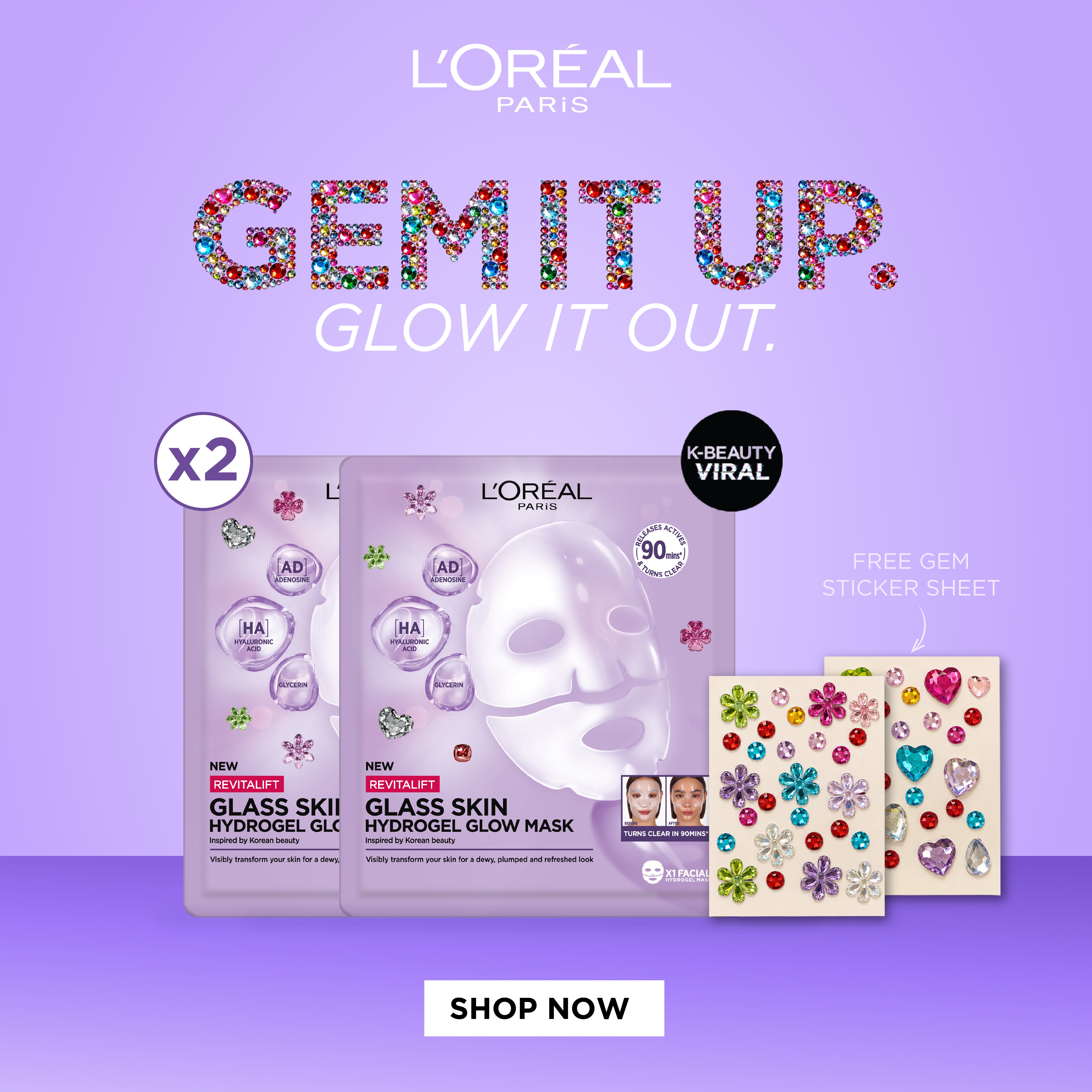 Revitalift Glass Skin Hydrogel Glow Mask Duo