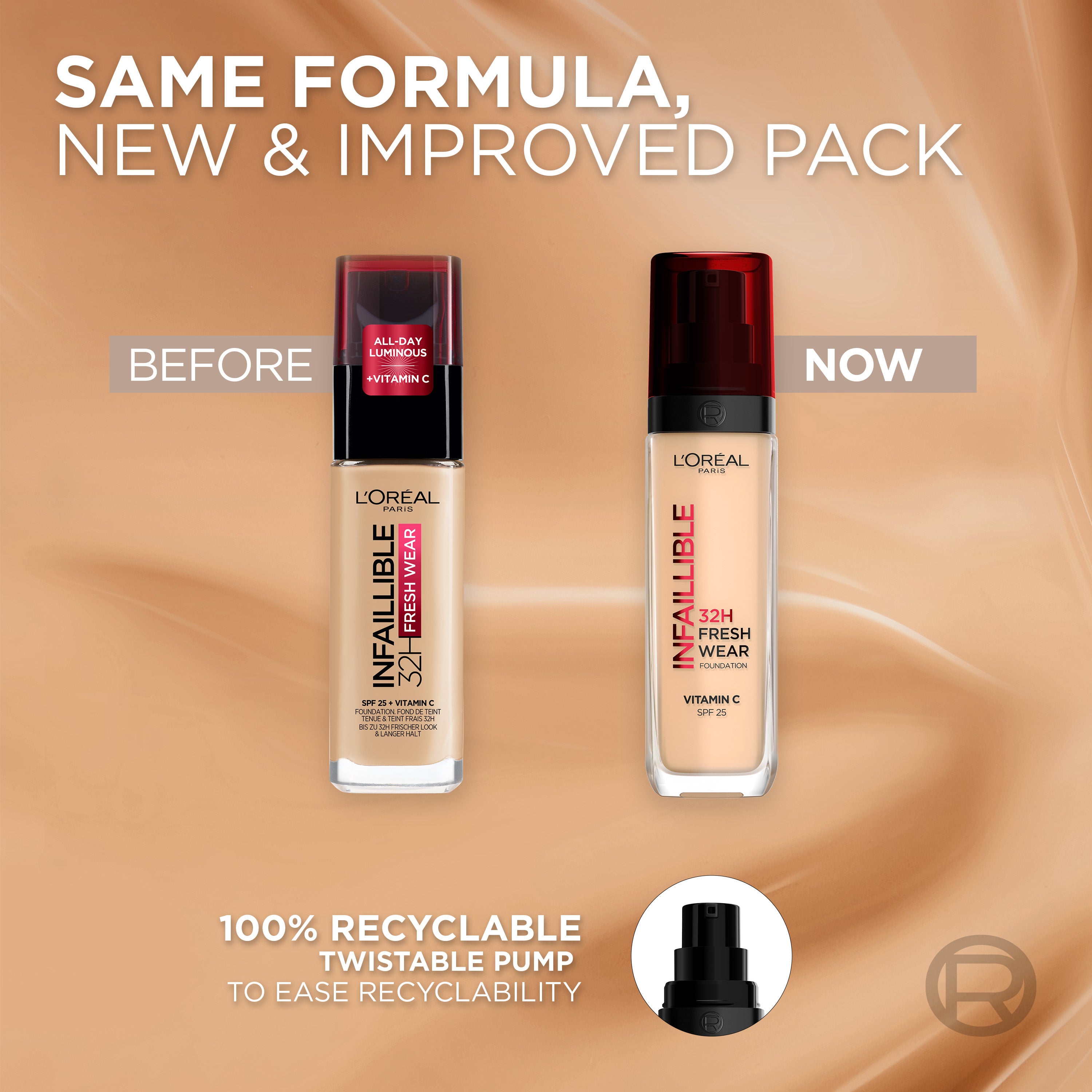L’Oréal Paris Makeup Infallible 32H Freshwear Longwear Liquid Foundation, Vitamin C, SPF25