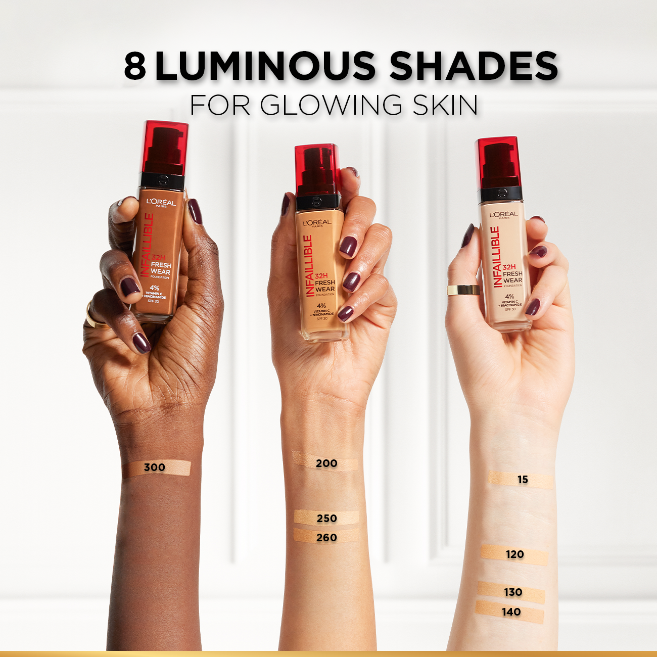 L’Oréal Paris Makeup Infallible 32H Freshwear Longwear Liquid Foundation, Vitamin C, SPF25