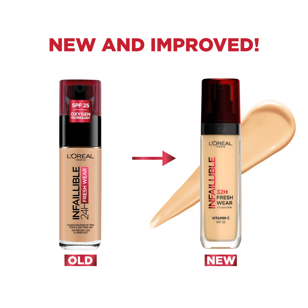L’Oréal Paris Makeup Infallible 32H Freshwear Longwear Liquid Foundation, Vitamin C, SPF25