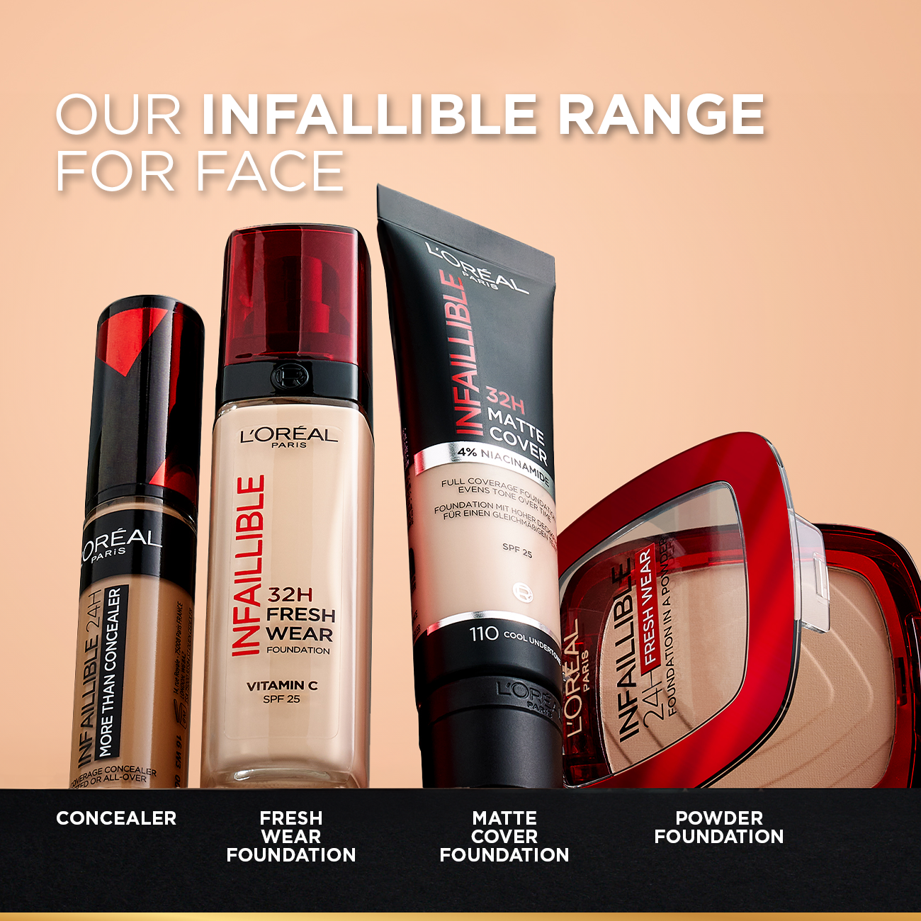 L’Oréal Paris Makeup Infallible 32H Freshwear Longwear Liquid Foundation, Vitamin C, SPF25