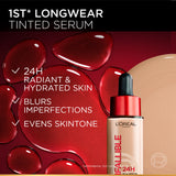 L’Oréal Paris Infallible 24H Tinted Serum with 1% Hyaluronic Acid for Radiant Hydrated Skin, Light to Medium Coverage