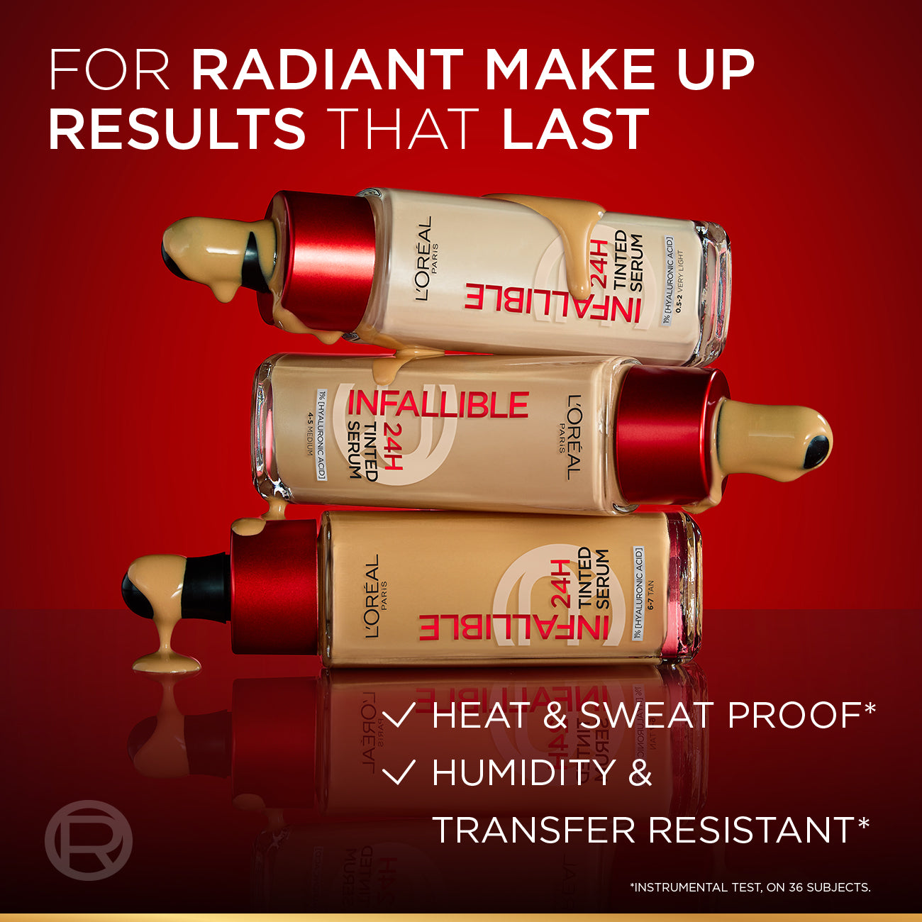 L’Oréal Paris Infallible 24H Tinted Serum with 1% Hyaluronic Acid for Radiant Hydrated Skin, Light to Medium Coverage